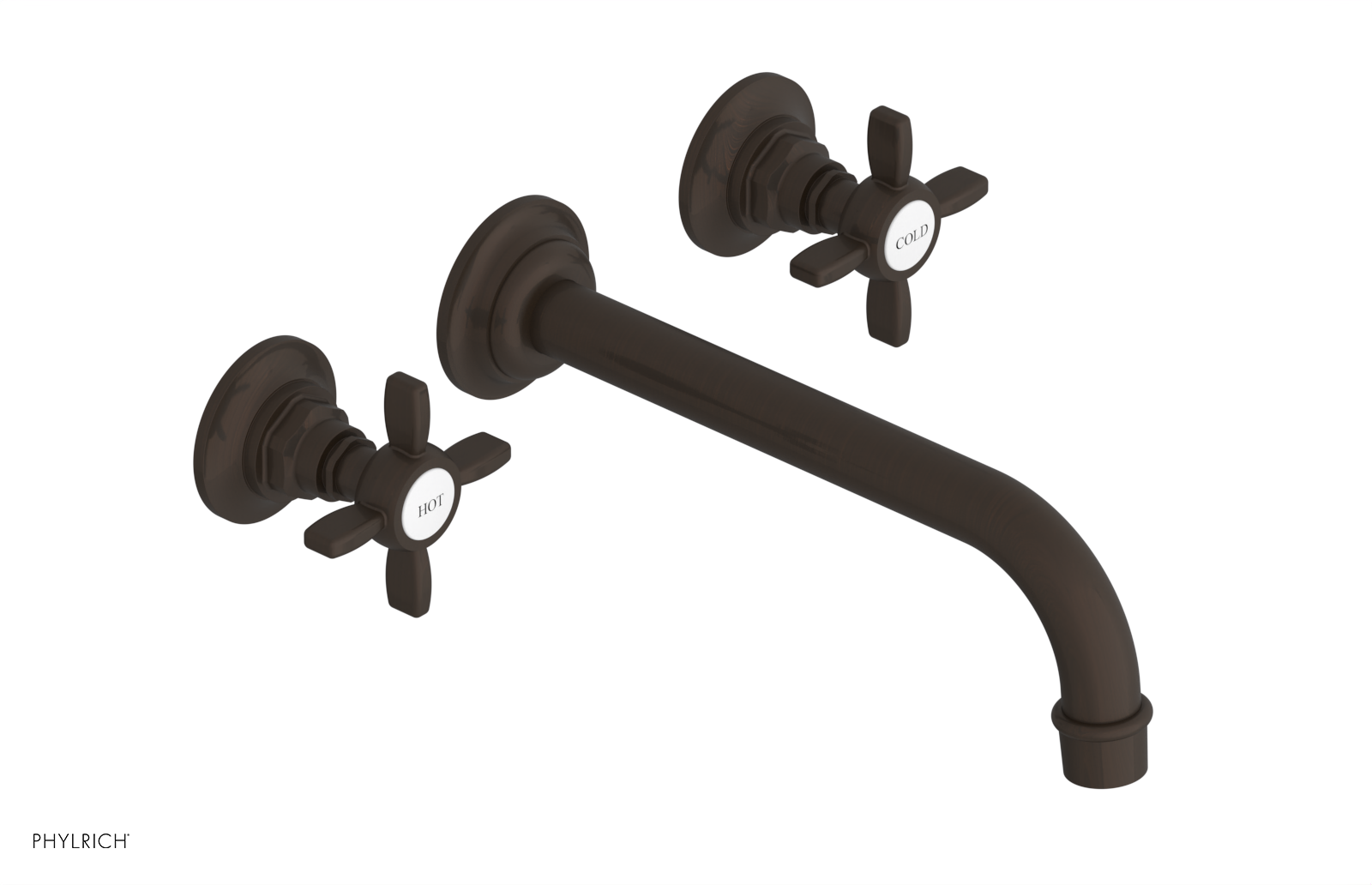 Phylrich Jamestown 10" Spout Wall Lavatory Set with Cross Handle