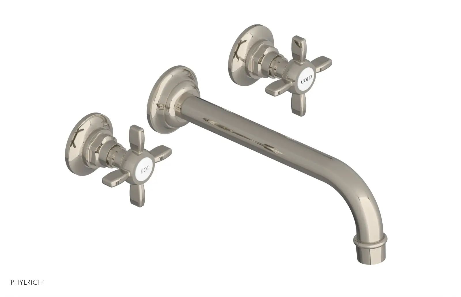 Phylrich Jamestown 10" Spout Wall Lavatory Set with Cross Handle by Phylrich