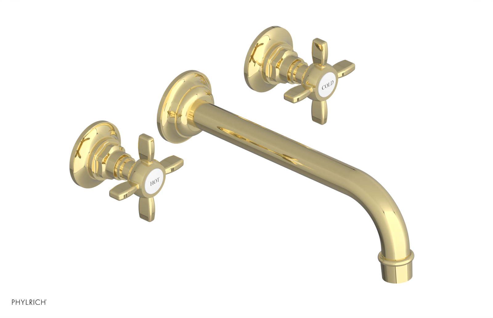 Phylrich Jamestown 10" Spout Wall Lavatory Set with Cross Handle by Phylrich