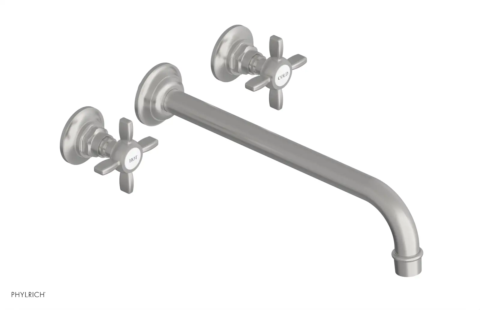 Phylrich Jamestown 12" Spout Wall Lavatory Set with Cross Handle by Phylrich