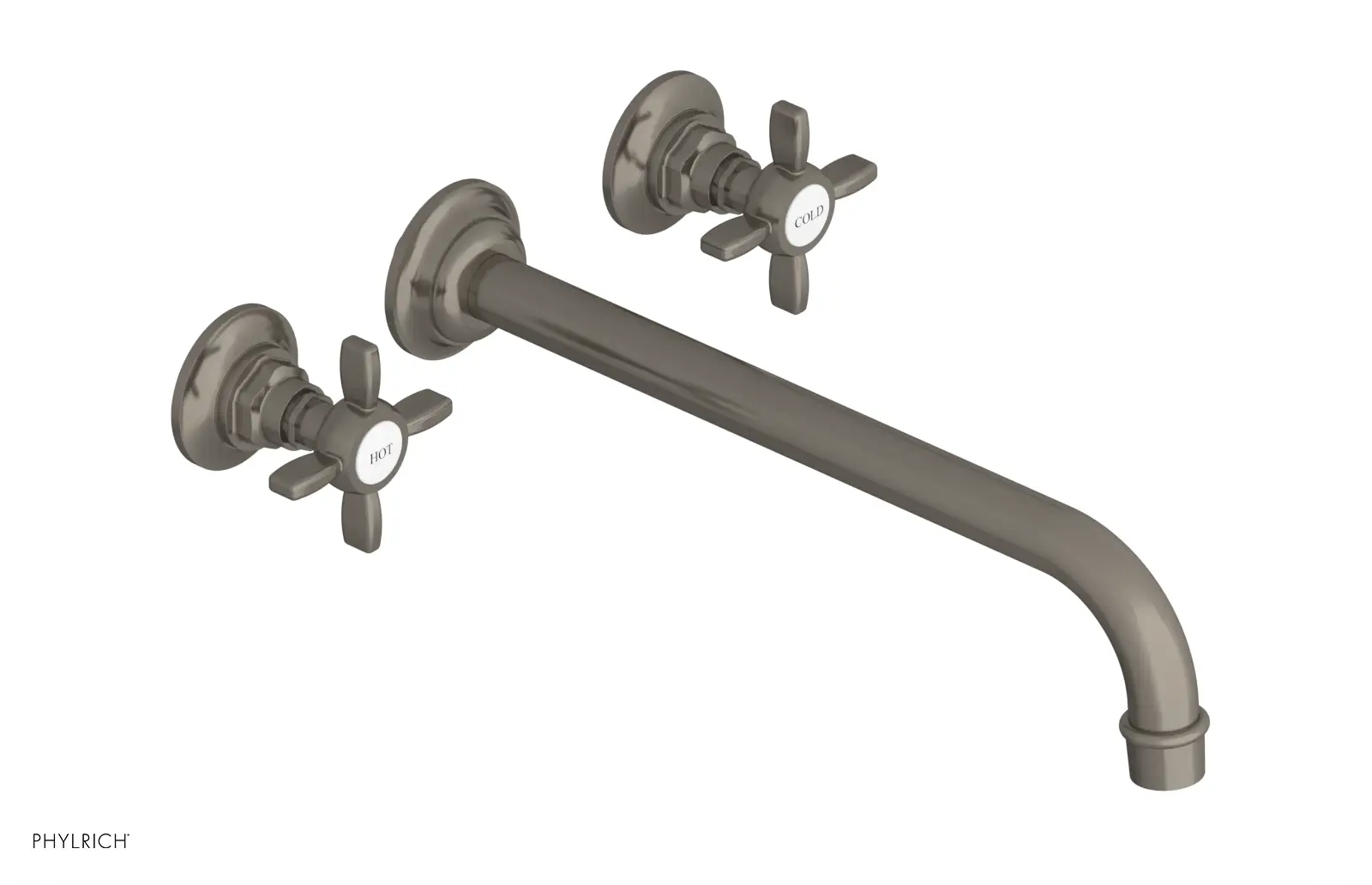 Phylrich Jamestown 12" Spout Wall Lavatory Set with Cross Handle by Phylrich