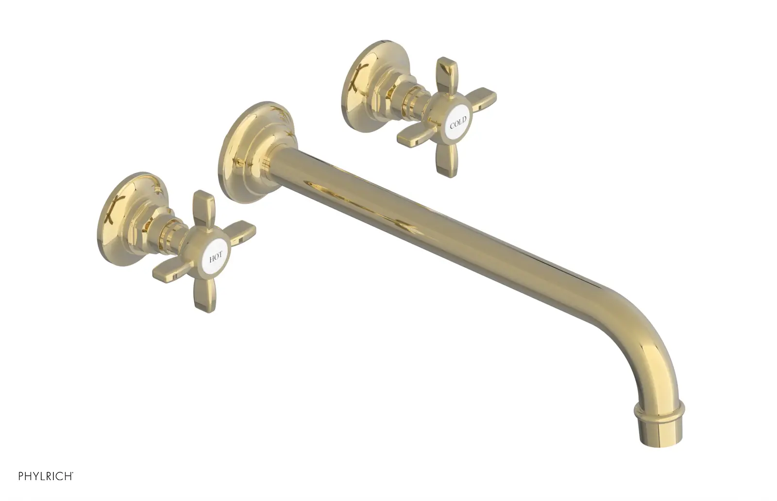 Phylrich Jamestown 12" Spout Wall Lavatory Set with Cross Handle by Phylrich