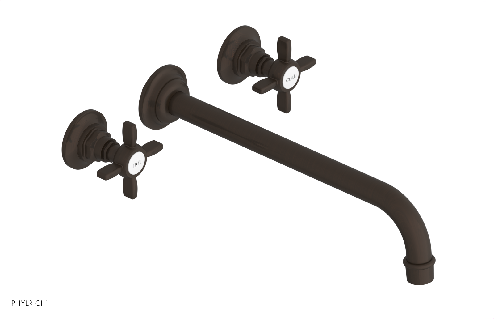 Phylrich Jamestown 12" Spout Wall Tub Set with Cross Handle