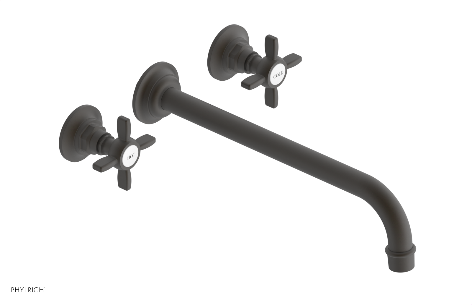 Phylrich Jamestown 12" Spout Wall Tub Set with Cross Handle