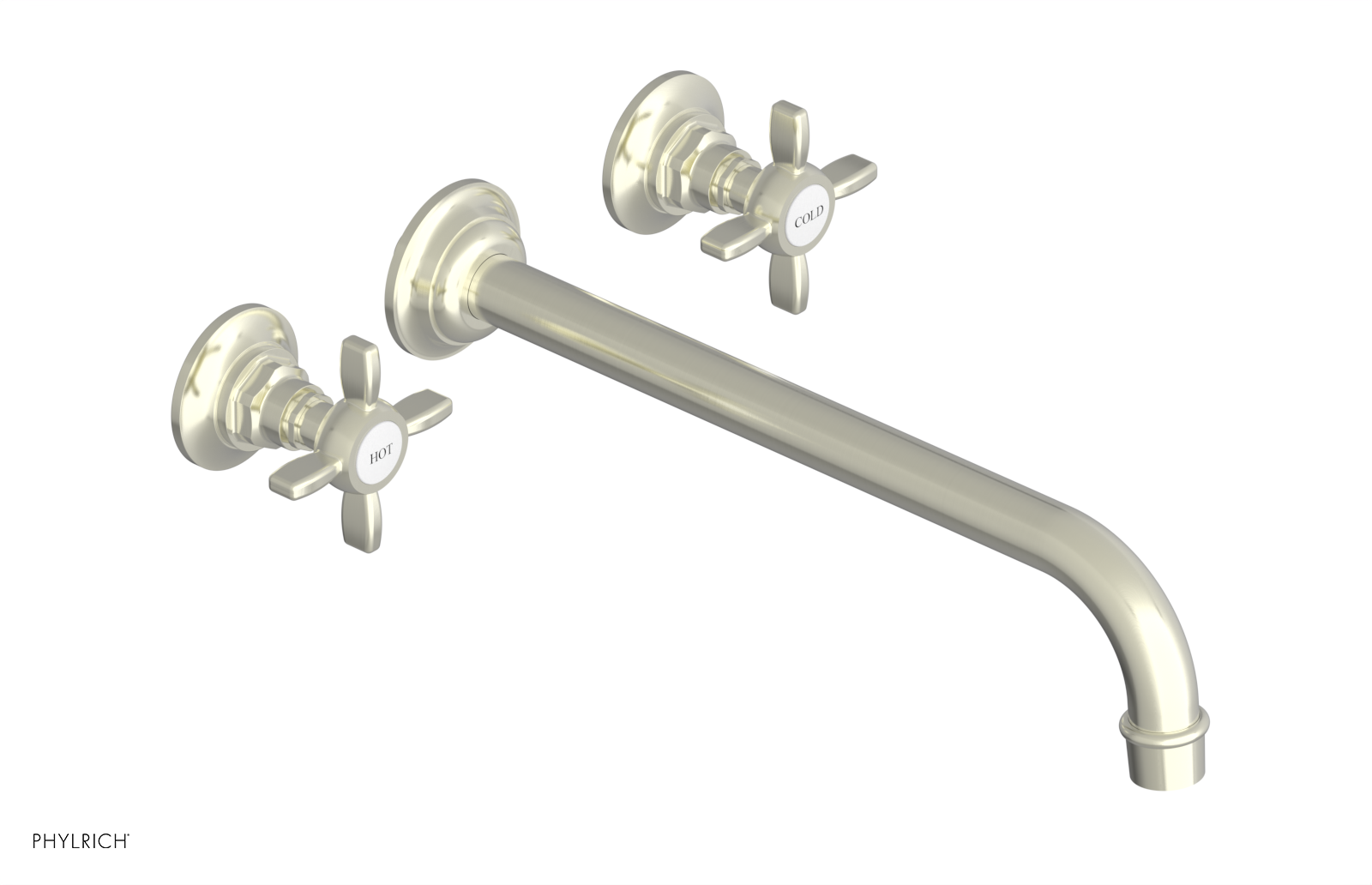 Phylrich Jamestown 12" Spout Wall Lavatory Set with Cross Handle