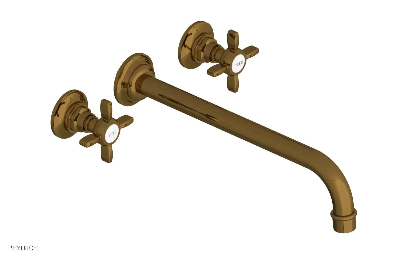 Phylrich Jamestown 12" Spout Wall Lavatory Set with Cross Handle by Phylrich