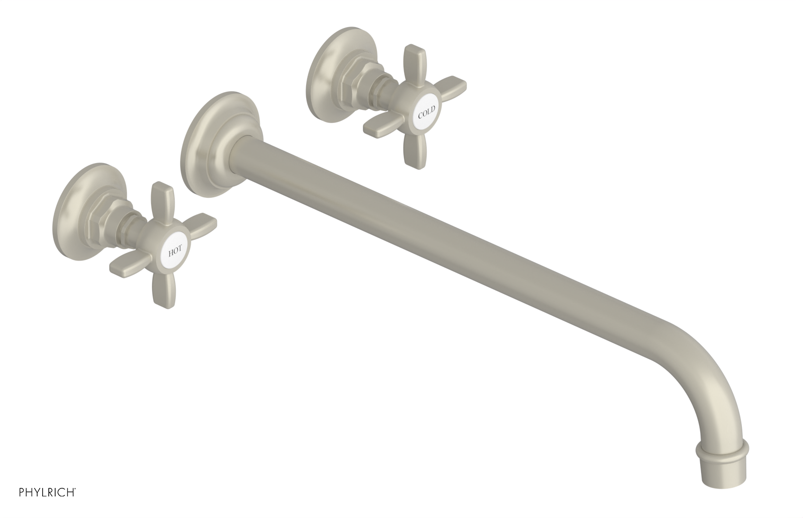 Phylrich Jamestown 14" Spout Wall Tub Set with Cross Handle