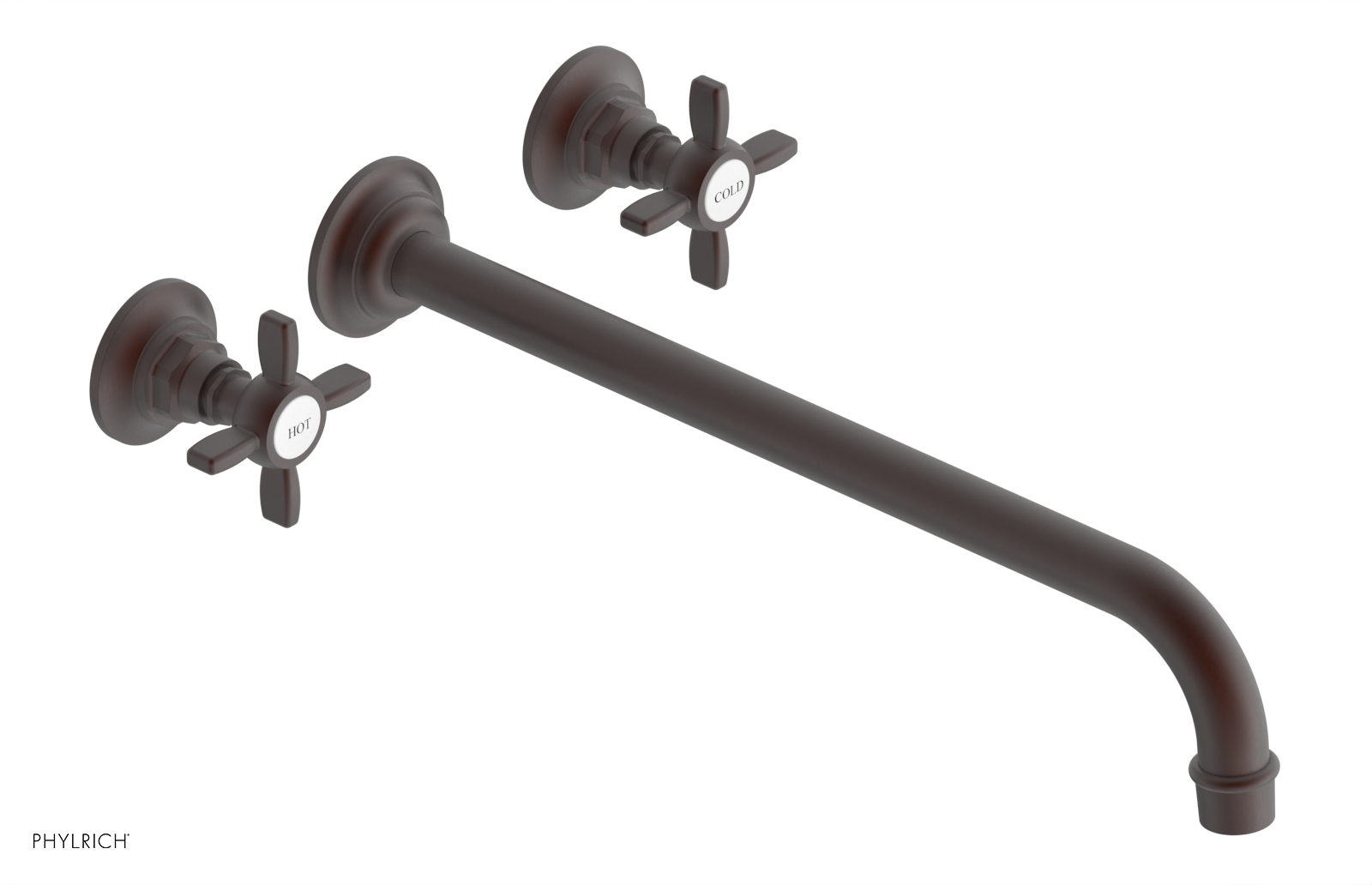 Phylrich Jamestown 14" Spout Wall Tub Set with Cross Handle