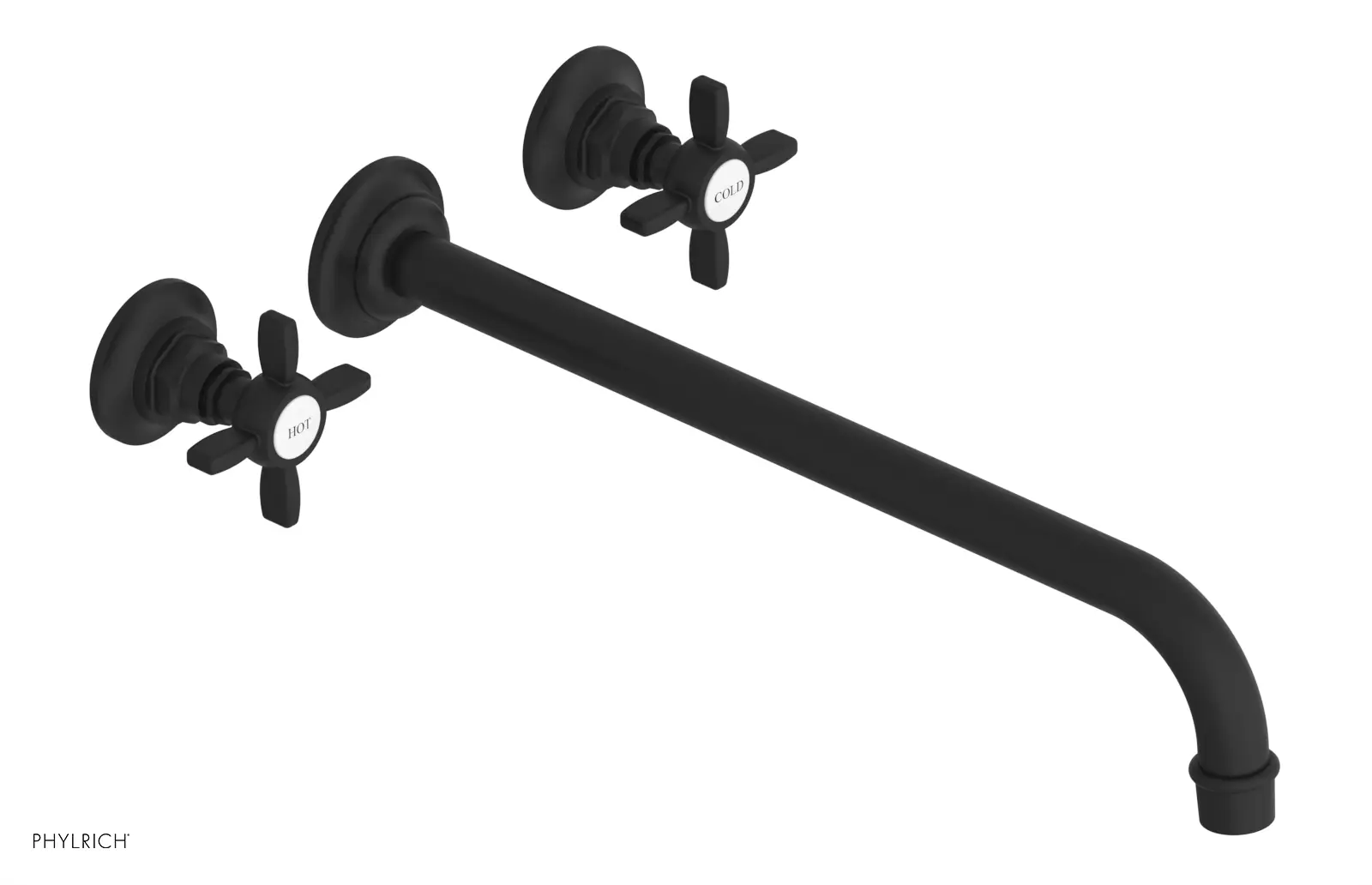 Phylrich Jamestown 14" Spout Wall Lavatory Set with Cross Handle by Phylrich