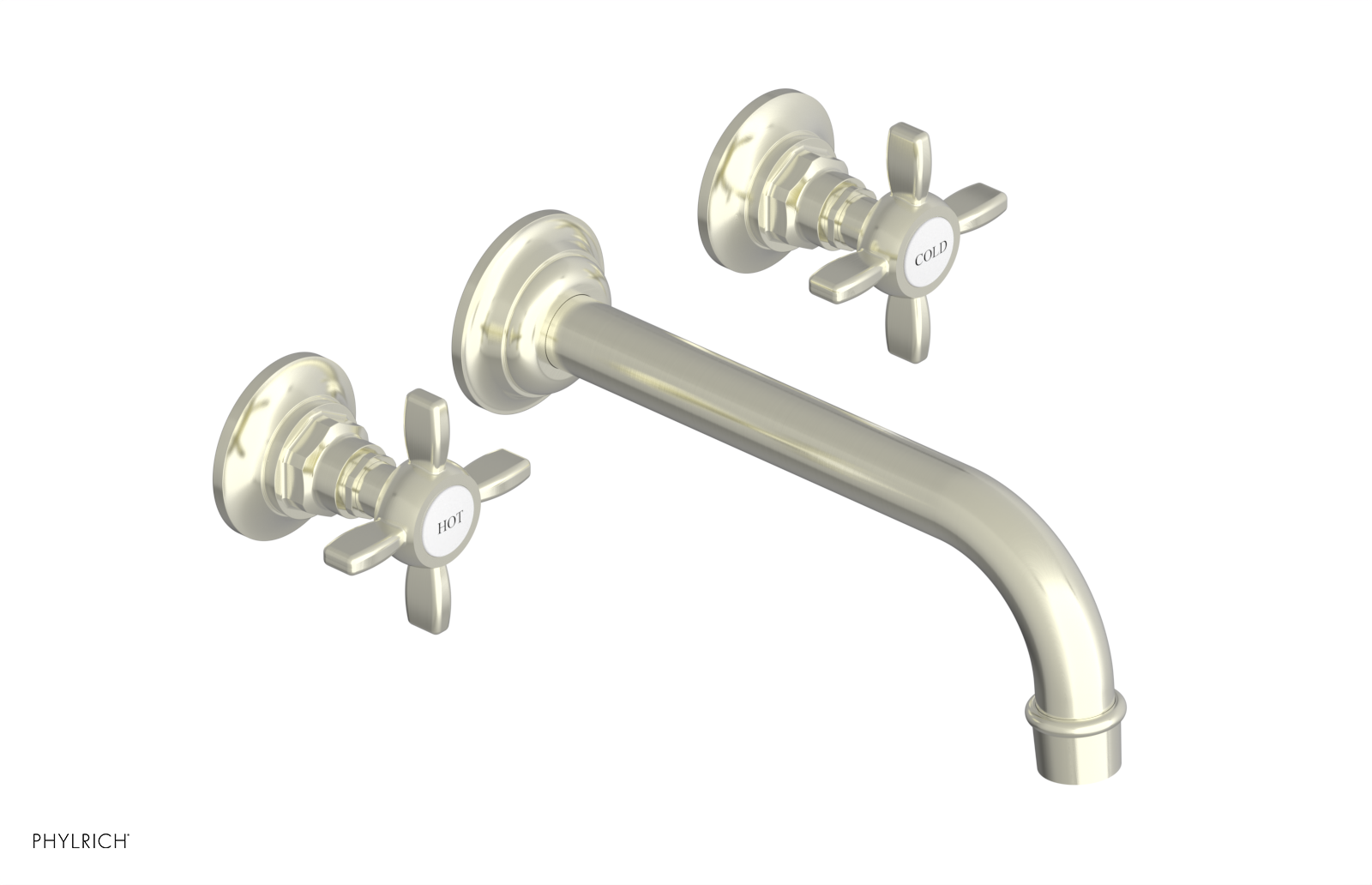 Phylrich Jamestown Wall Tub Set with Cross Handle by Phylrich