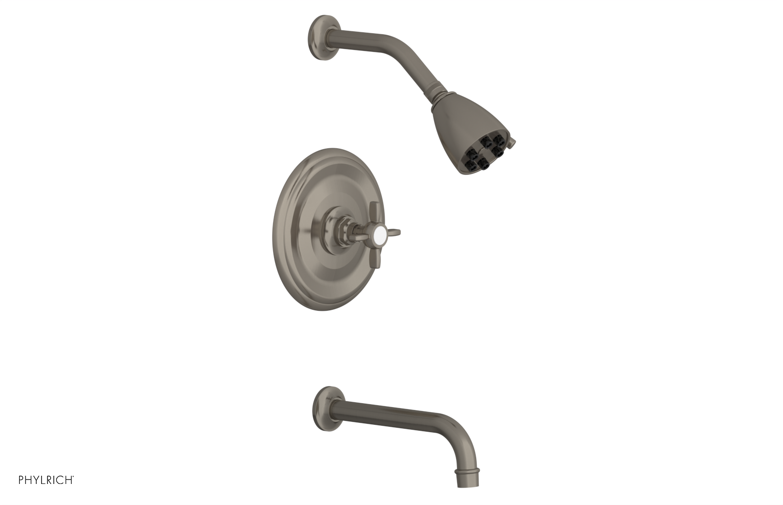 Phylrich Jamestown Pressure Balance Tub and Shower Set with Cross Handle