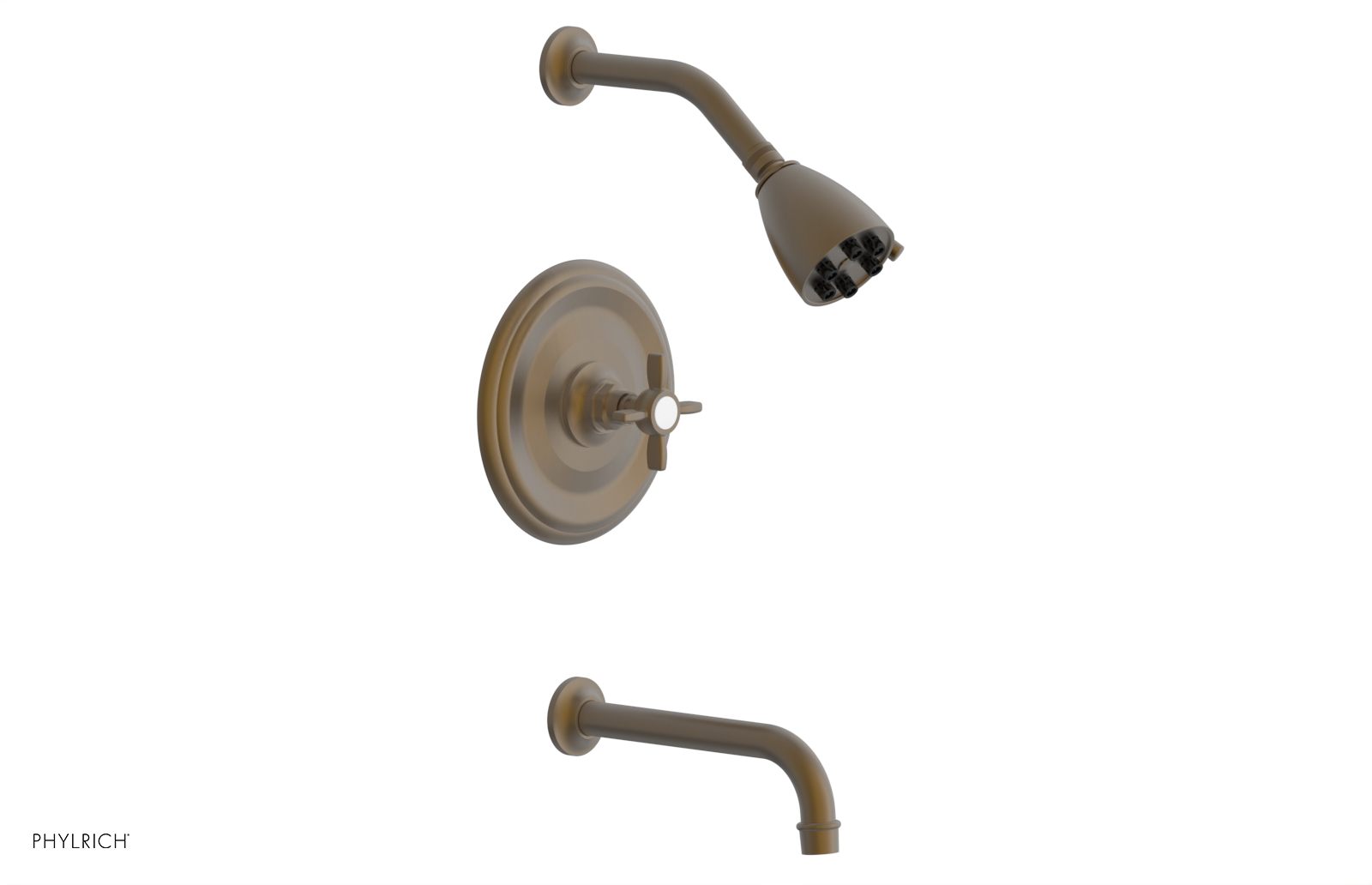 Phylrich Jamestown Pressure Balance Tub and Shower Set with Cross Handle