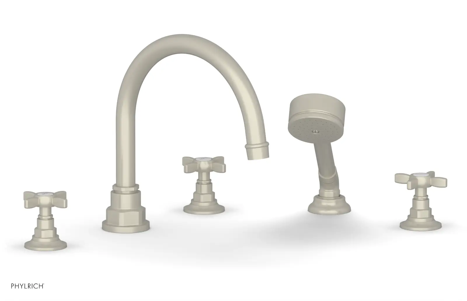 Phylrich Jamestown Deck Tub Set with Hand Shower and Cross Handles by Phylrich