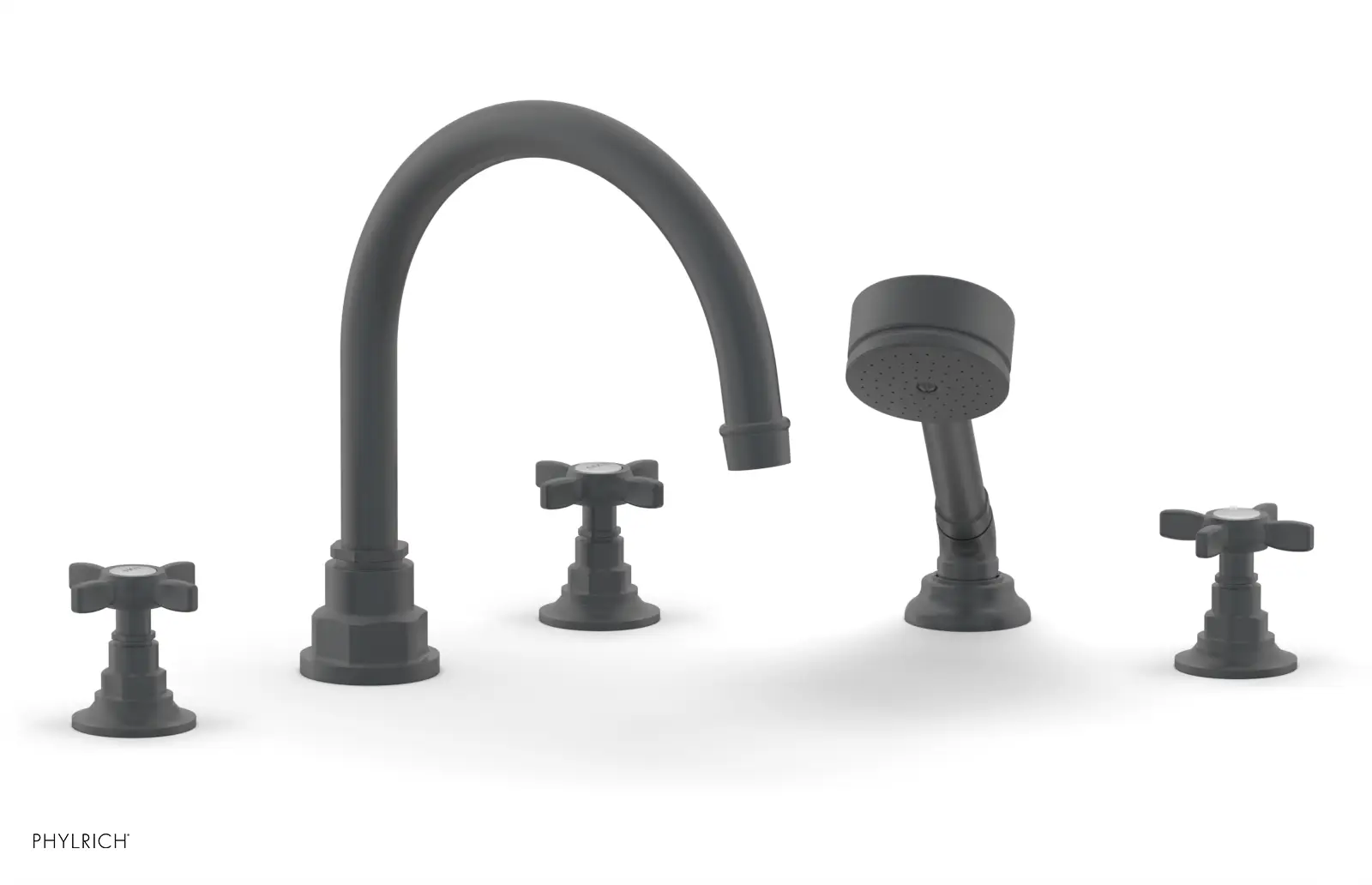 Phylrich Jamestown Deck Tub Set with Hand Shower and Cross Handles by Phylrich