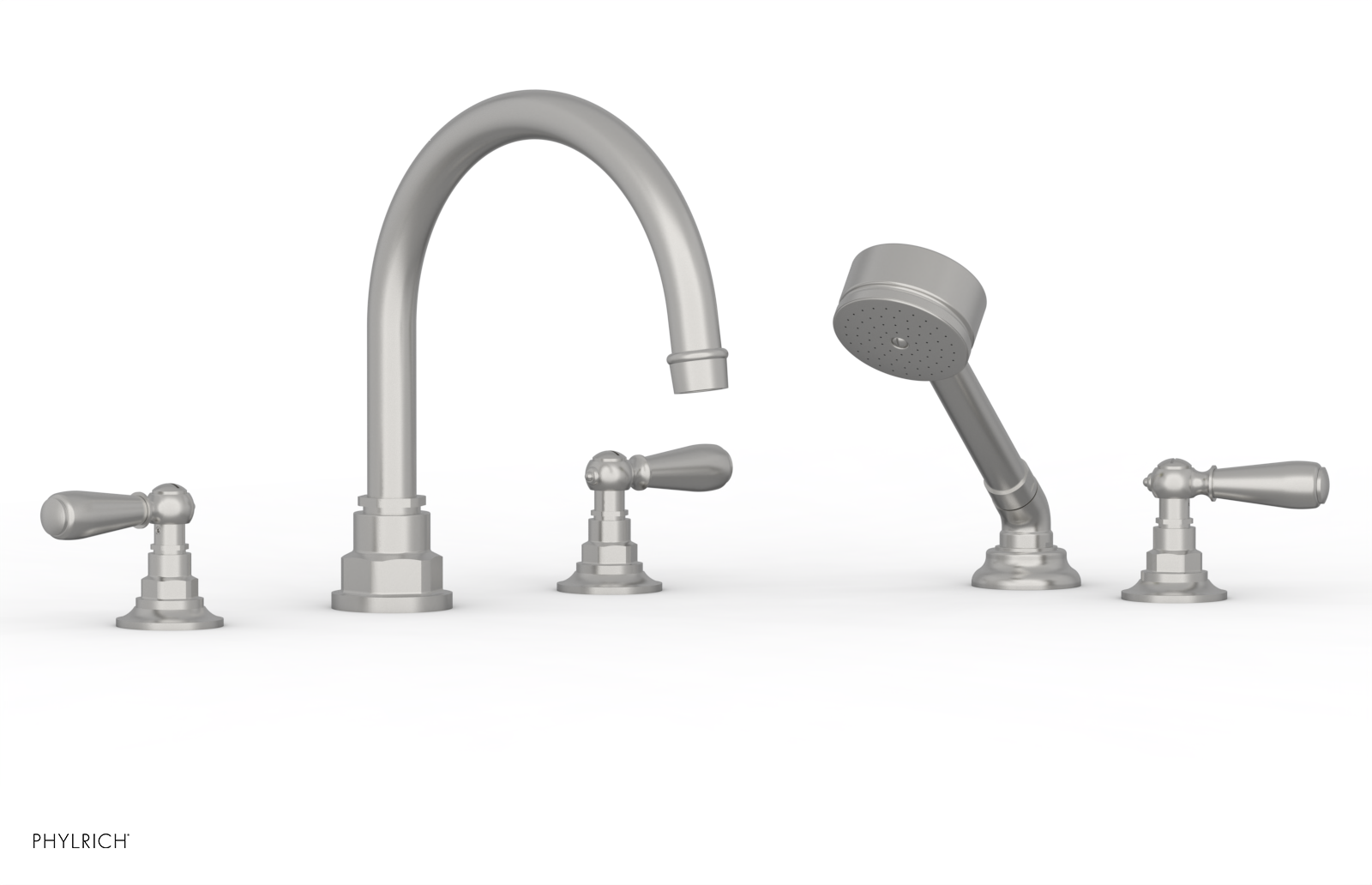 Phylrich Jamestown Deck Tub Set with Hand Shower and Lever Handles