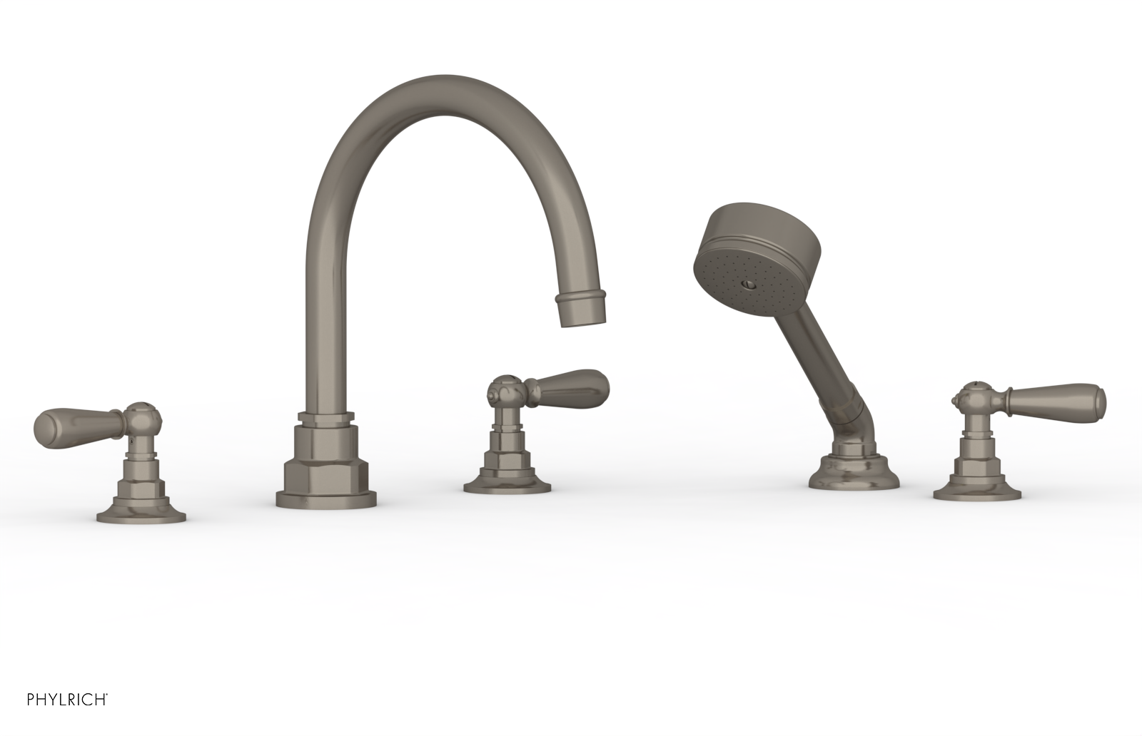 Phylrich Jamestown Deck Tub Set with Hand Shower and Lever Handles by Phylrich