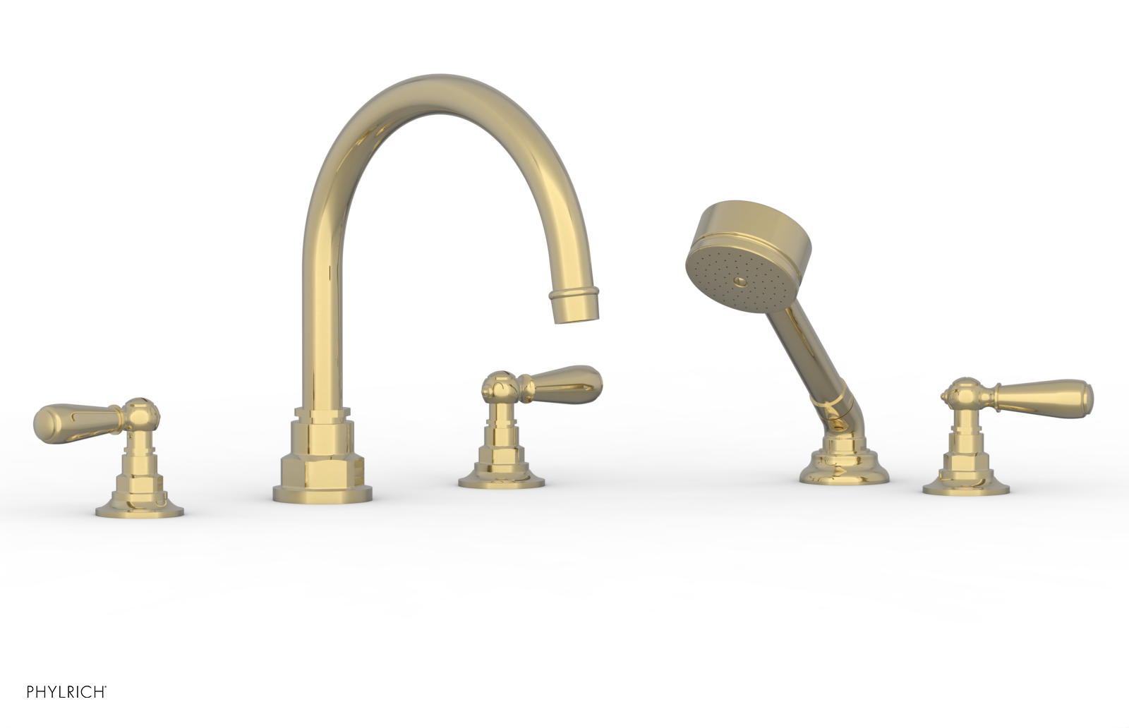 Phylrich Jamestown Deck Tub Set with Hand Shower and Lever Handles