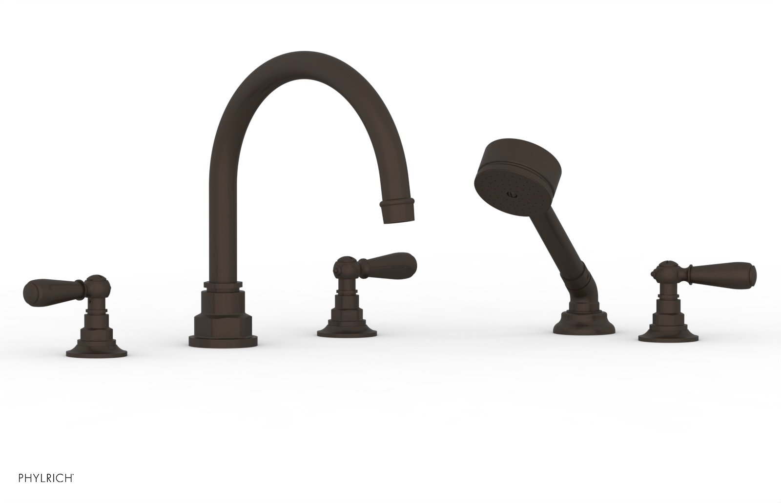 Phylrich Jamestown Deck Tub Set with Hand Shower and Lever Handles by Phylrich