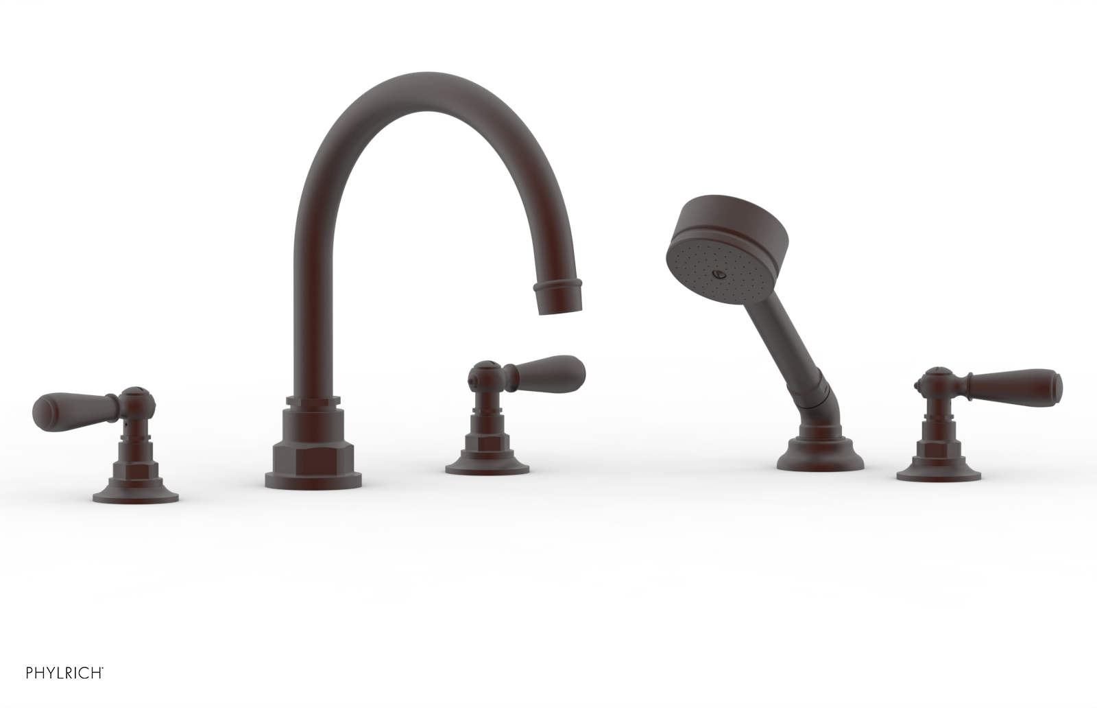 Phylrich Jamestown Deck Tub Set with Hand Shower and Lever Handles by Phylrich