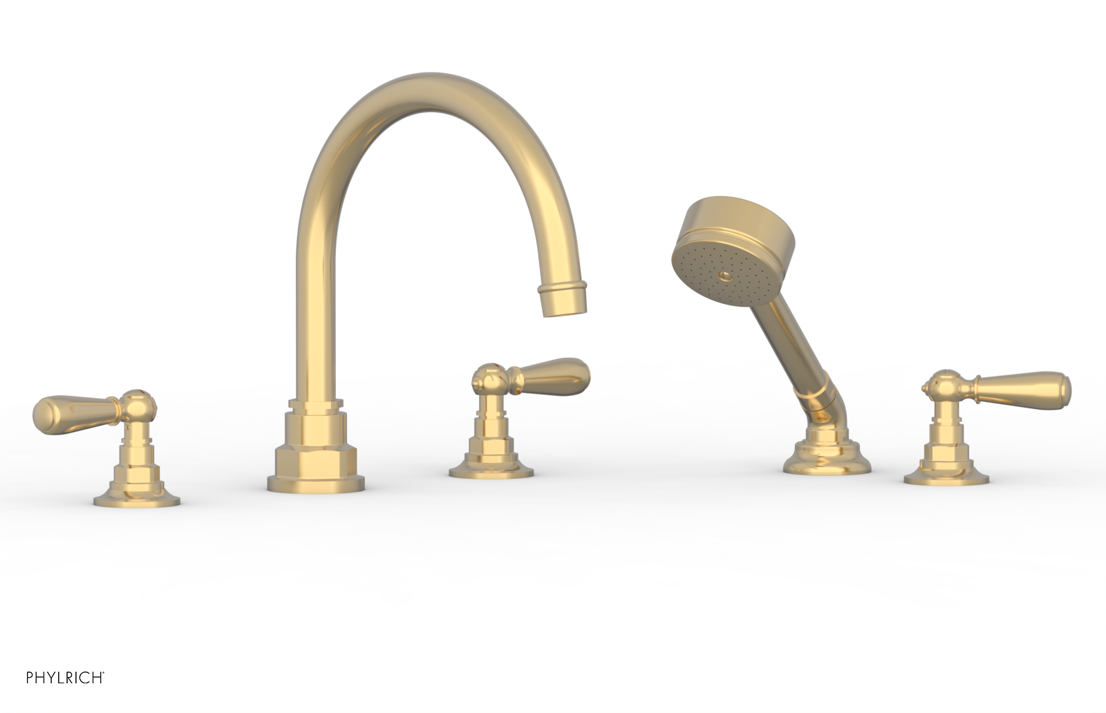 Phylrich Jamestown Deck Tub Set with Hand Shower and Lever Handles