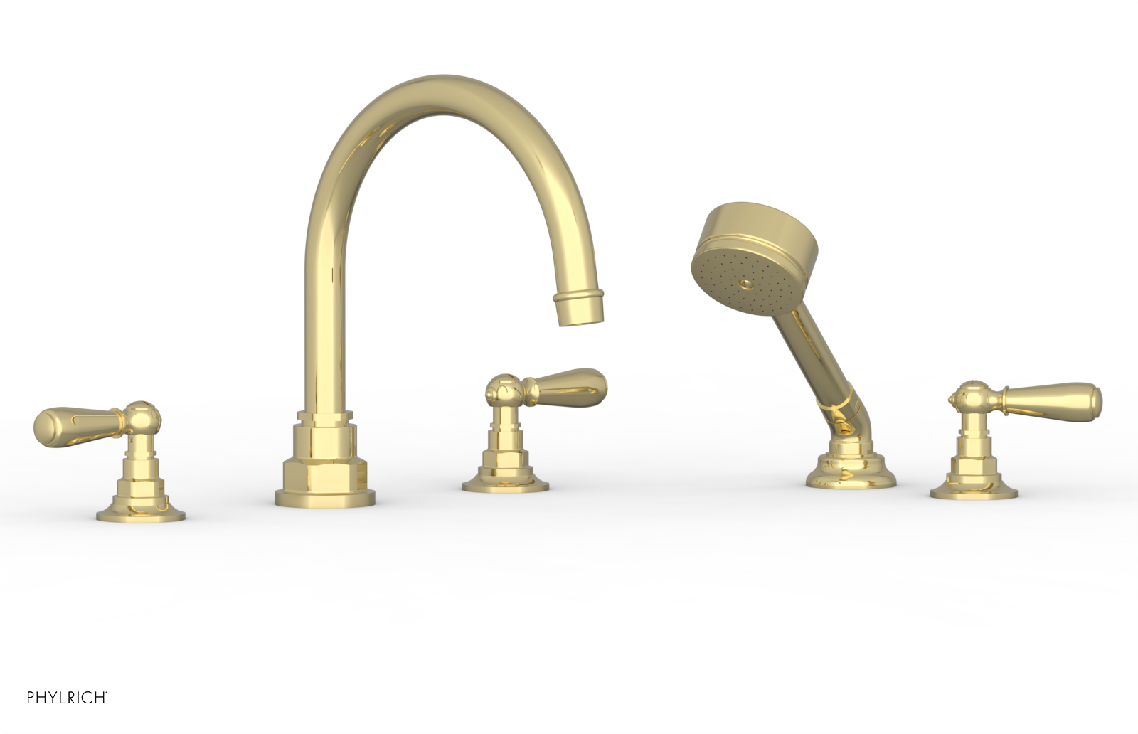 Phylrich Jamestown Deck Tub Set with Hand Shower and Lever Handles