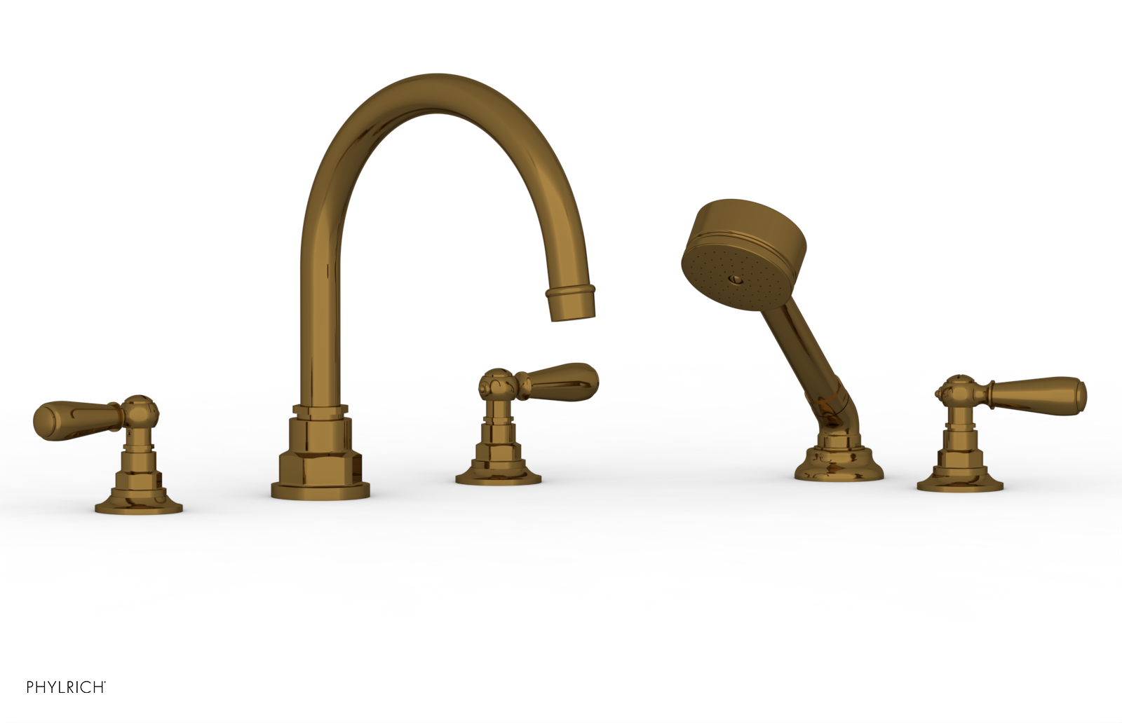 Phylrich Jamestown Deck Tub Set with Hand Shower and Lever Handles by Phylrich