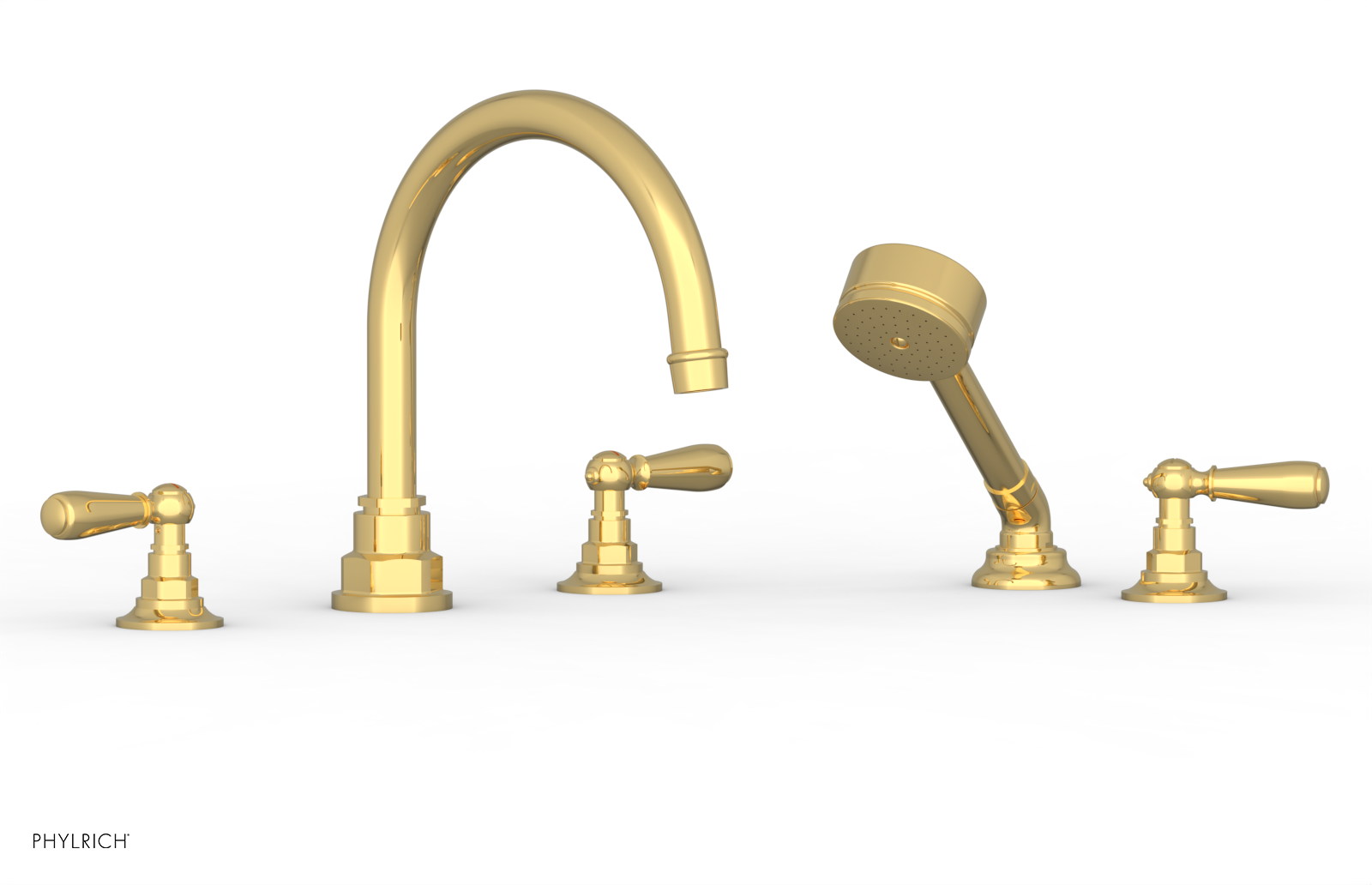 Phylrich Jamestown Deck Tub Set with Hand Shower and Lever Handles by Phylrich