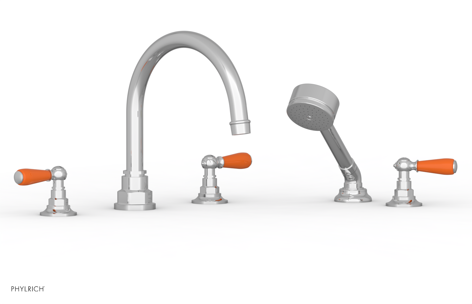 Phylrich Jamestown Deck Tub Set with Hand Shower and Lever Handles