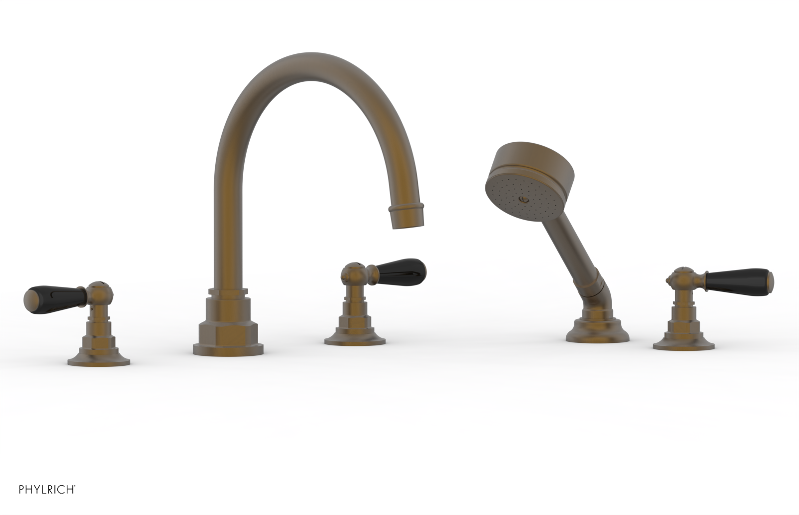 Phylrich Jamestown Deck Tub Set with Hand Shower and Lever Handles