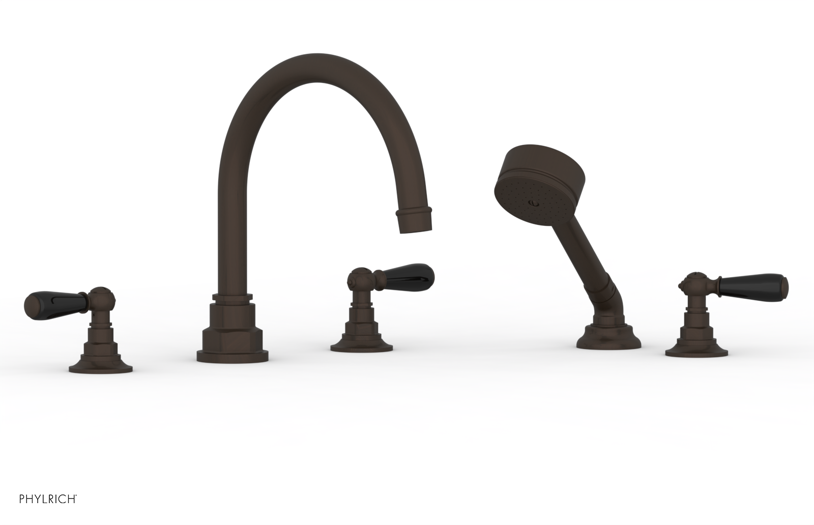 Phylrich Jamestown Deck Tub Set with Hand Shower and Lever Handles by Phylrich