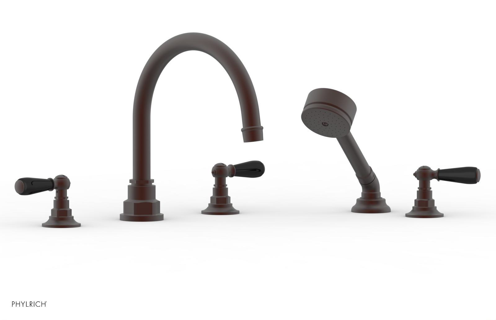 Phylrich Jamestown Deck Tub Set with Hand Shower and Lever Handles