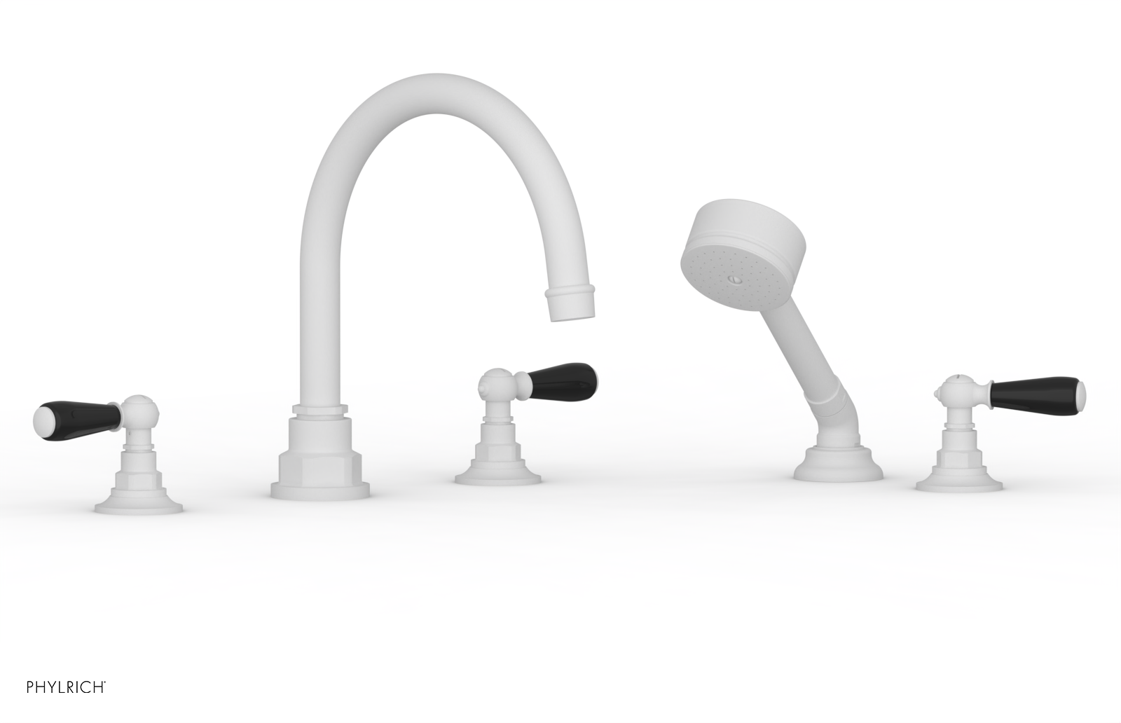 Phylrich Jamestown Deck Tub Set with Hand Shower and Lever Handles