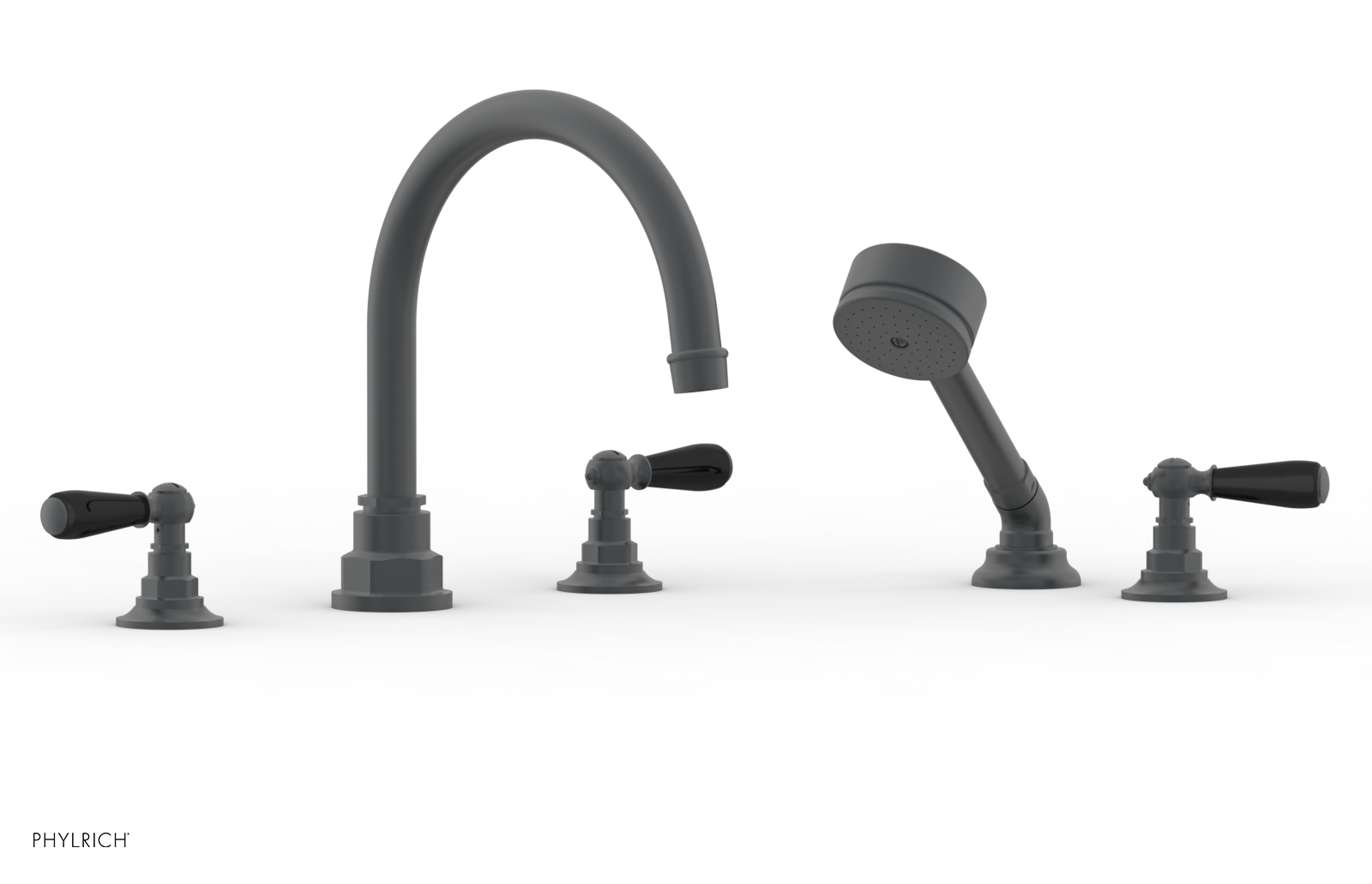 Phylrich Jamestown Deck Tub Set with Hand Shower and Lever Handles