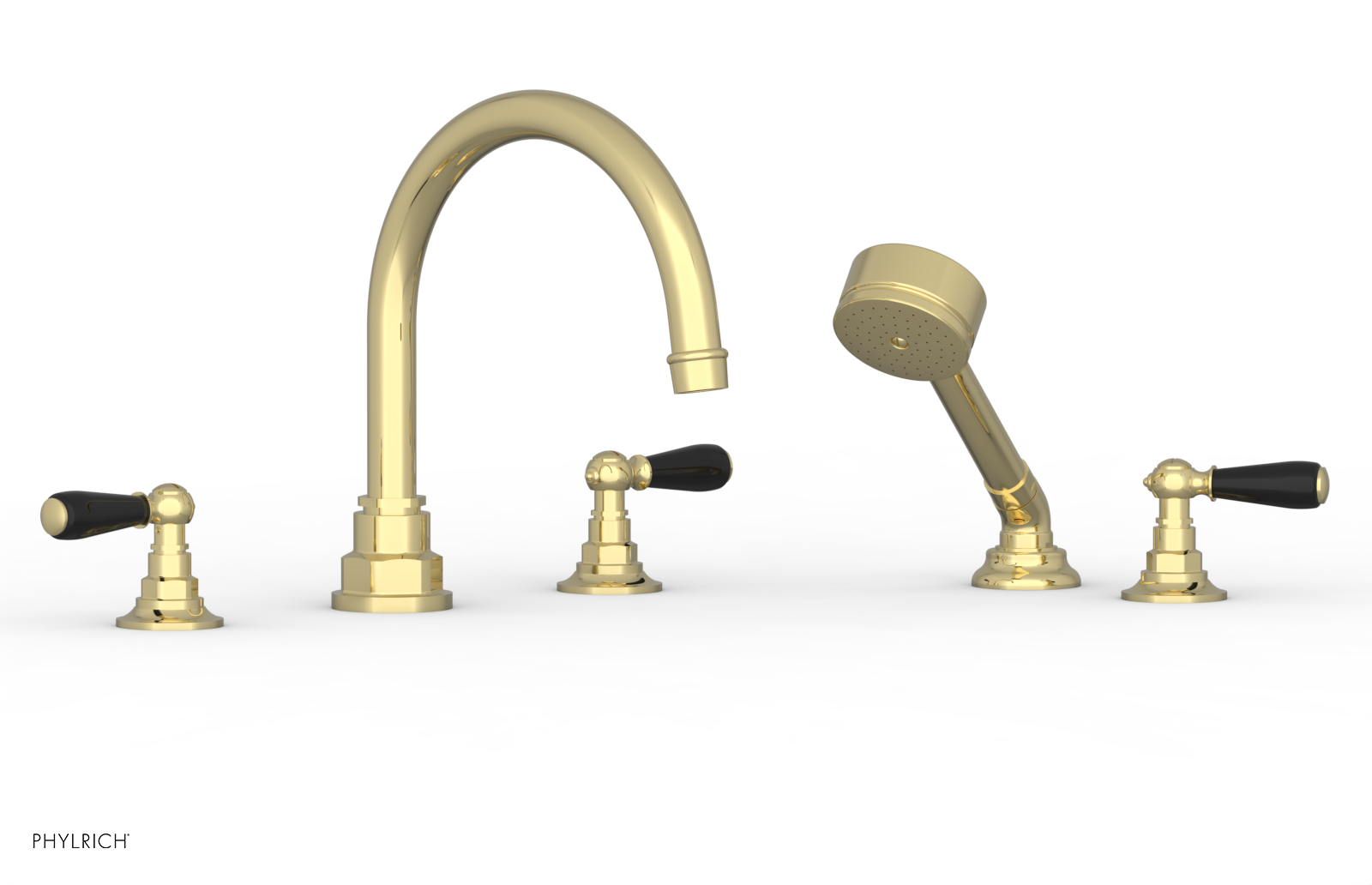 Phylrich Jamestown Deck Tub Set with Hand Shower and Lever Handles