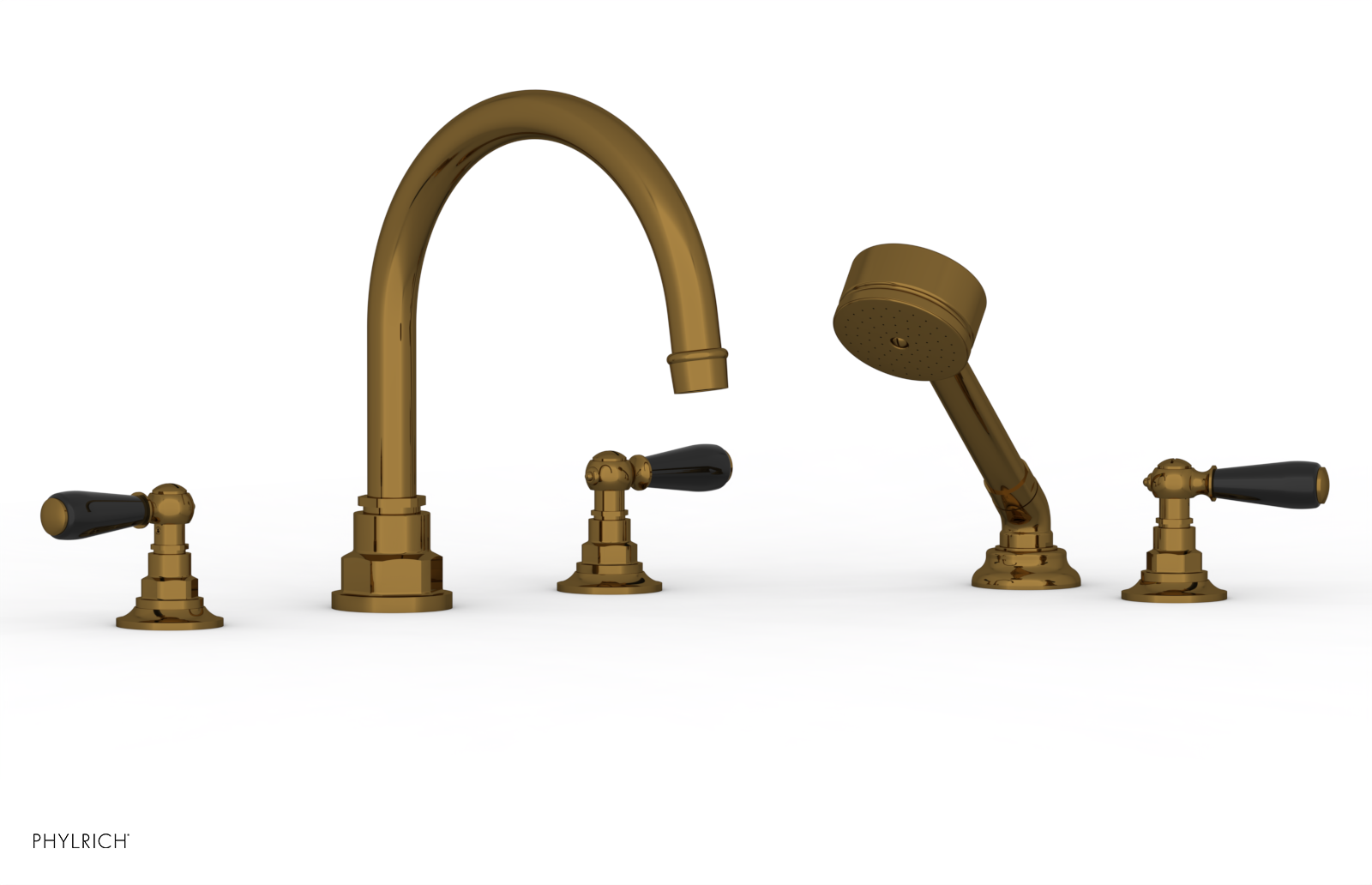 Phylrich Jamestown Deck Tub Set with Hand Shower and Lever Handles