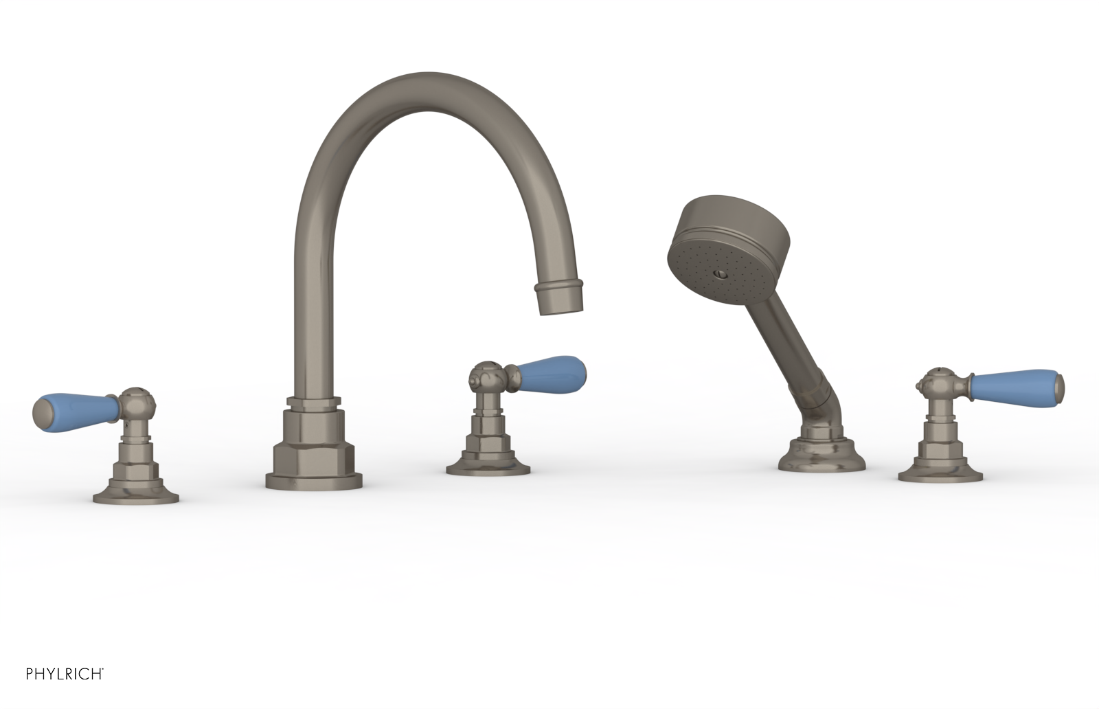 Phylrich Jamestown Deck Tub Set with Hand Shower and Lever Handles by Phylrich