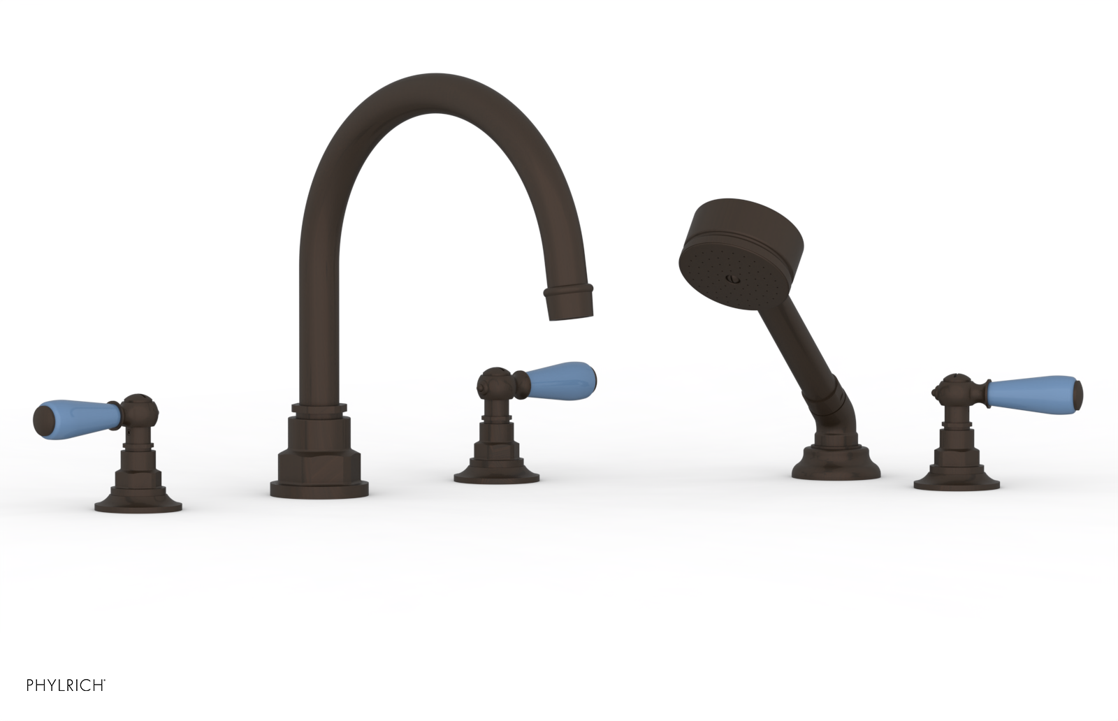 Phylrich Jamestown Deck Tub Set with Hand Shower and Lever Handles by Phylrich