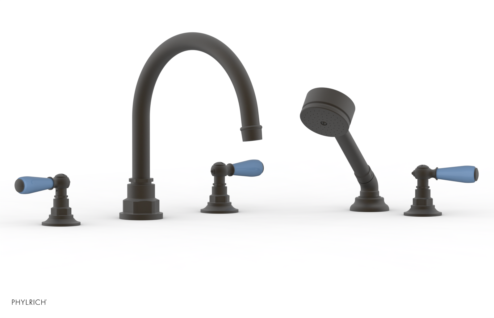Phylrich Jamestown Deck Tub Set with Hand Shower and Lever Handles by Phylrich
