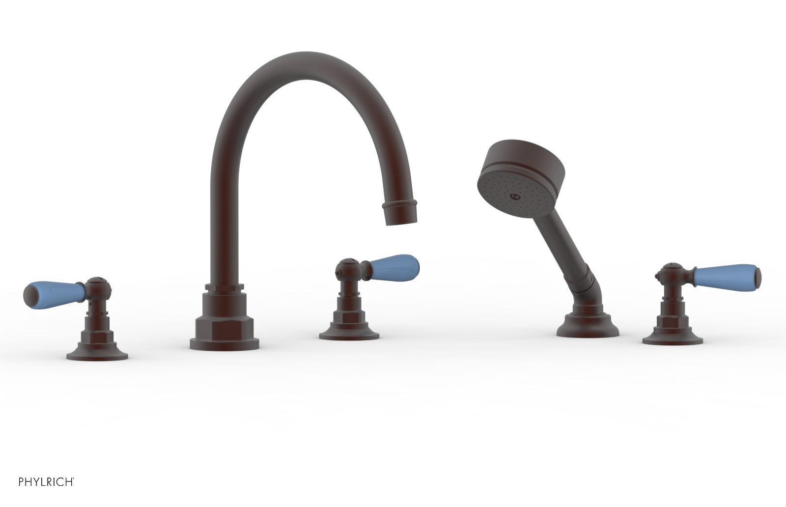 Phylrich Jamestown Deck Tub Set with Hand Shower and Lever Handles by Phylrich