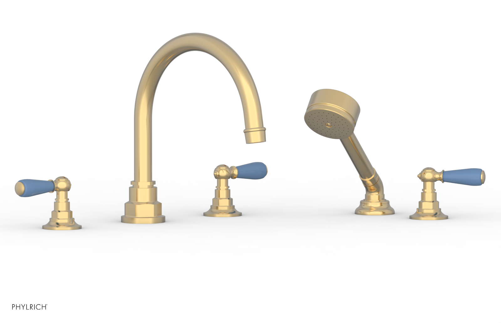 Phylrich Jamestown Deck Tub Set with Hand Shower and Lever Handles