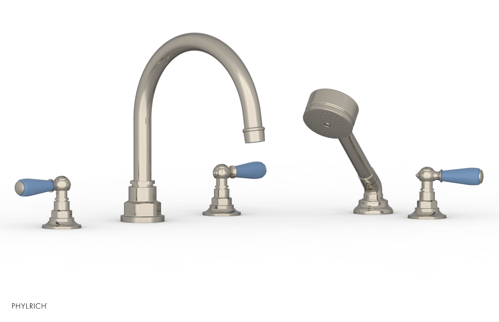 Phylrich Jamestown Deck Tub Set with Hand Shower and Lever Handles