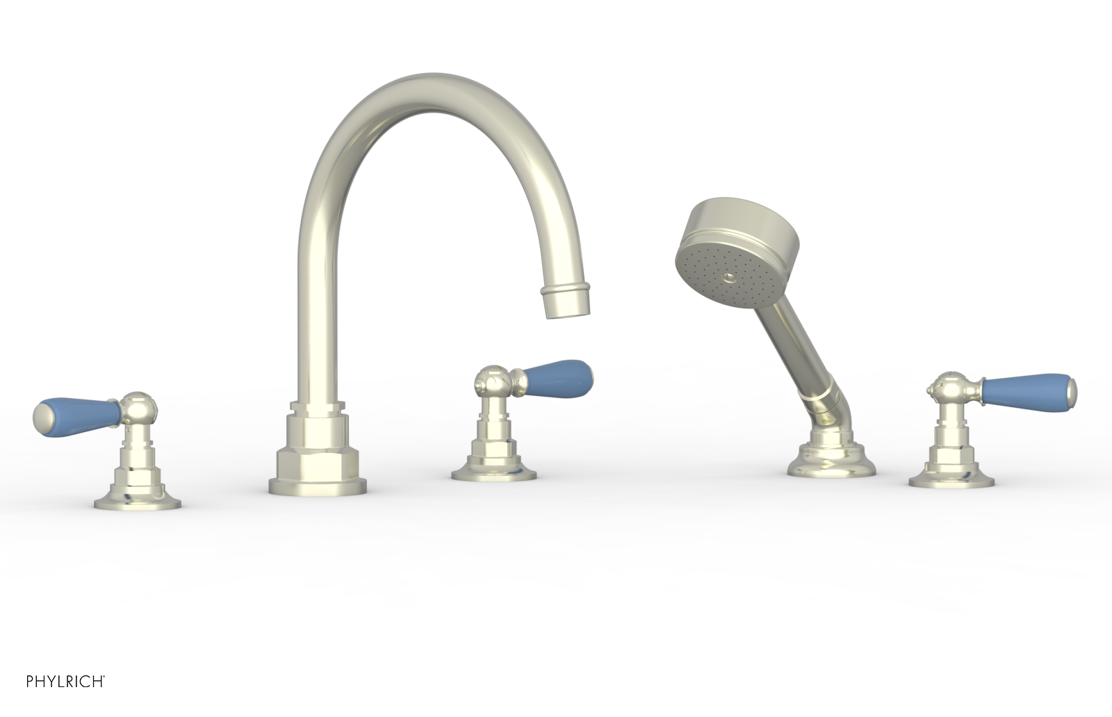 Phylrich Jamestown Deck Tub Set with Hand Shower and Lever Handles