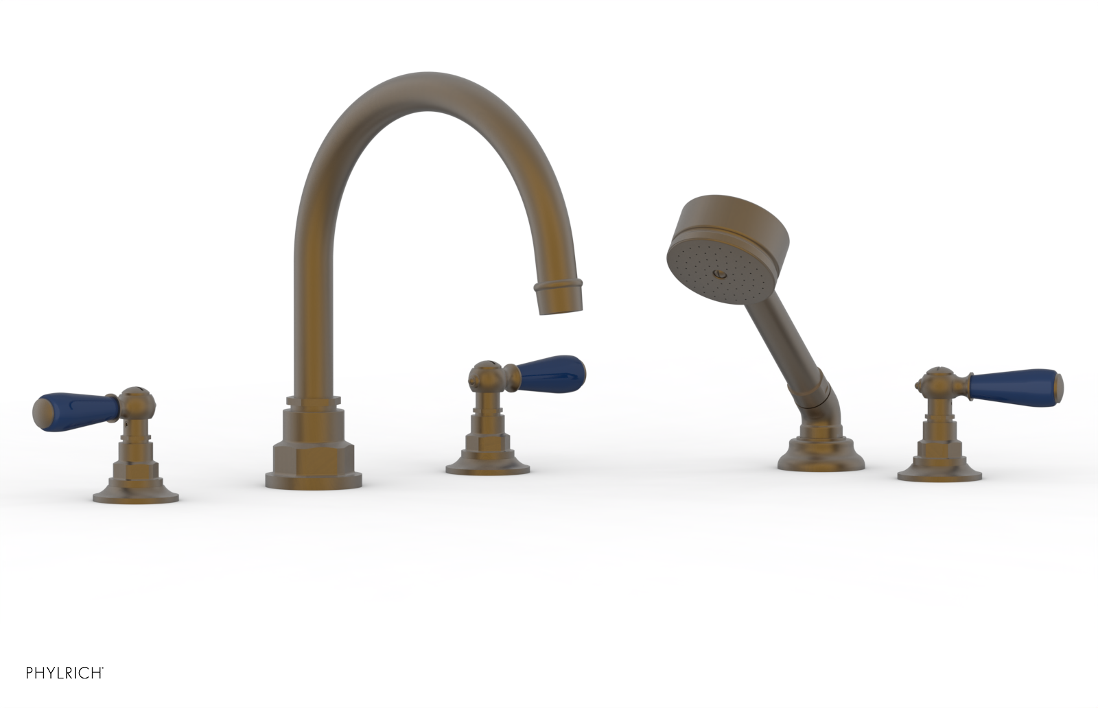 Phylrich Jamestown Deck Tub Set with Hand Shower and Lever Handles