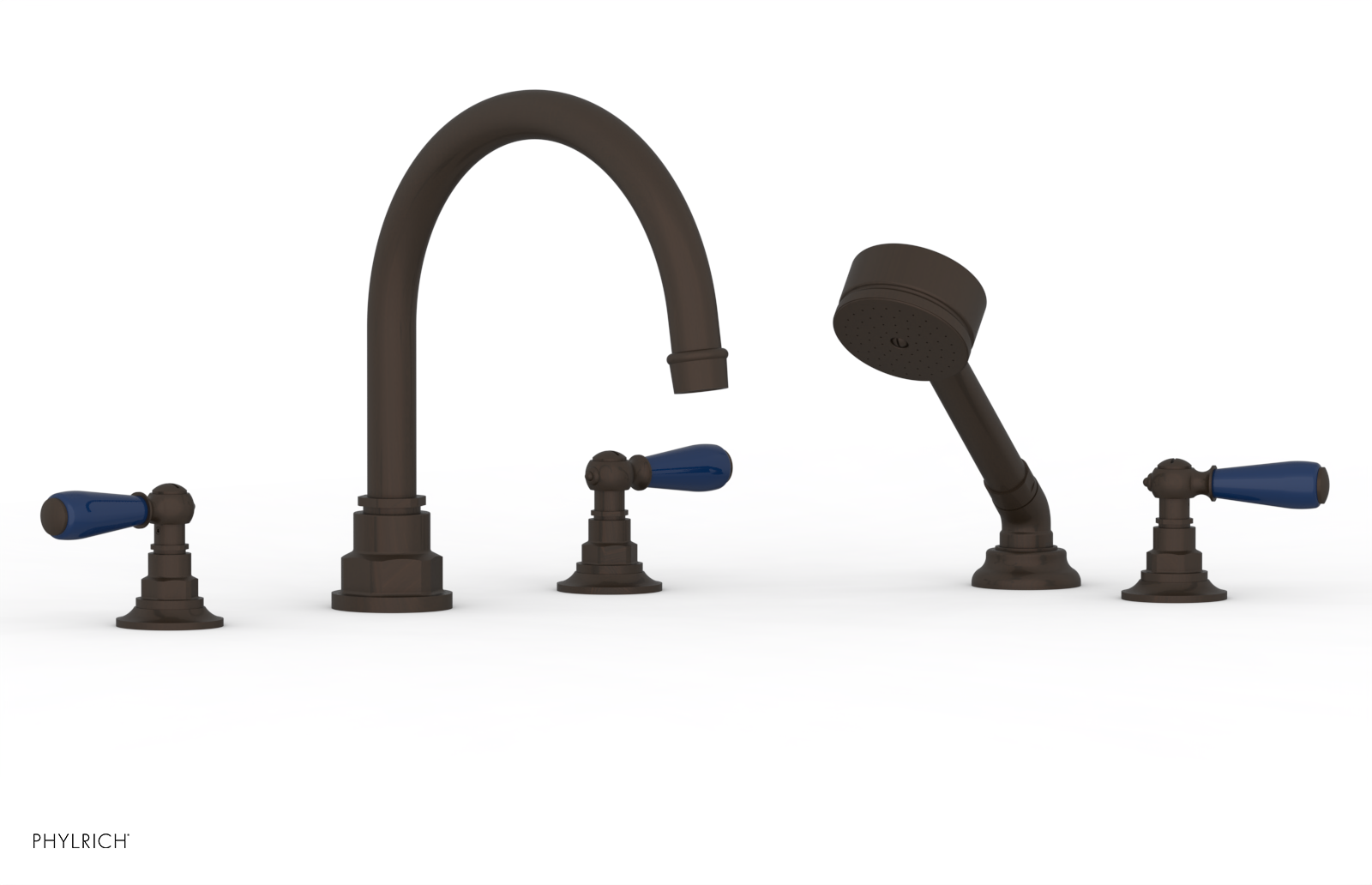 Phylrich Jamestown Deck Tub Set with Hand Shower and Lever Handles by Phylrich