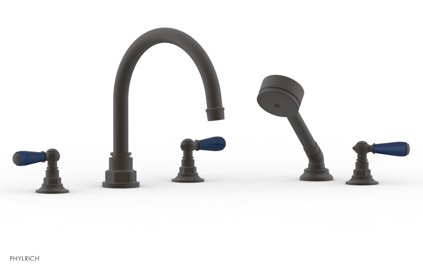 Phylrich Jamestown Deck Tub Set with Hand Shower and Lever Handles