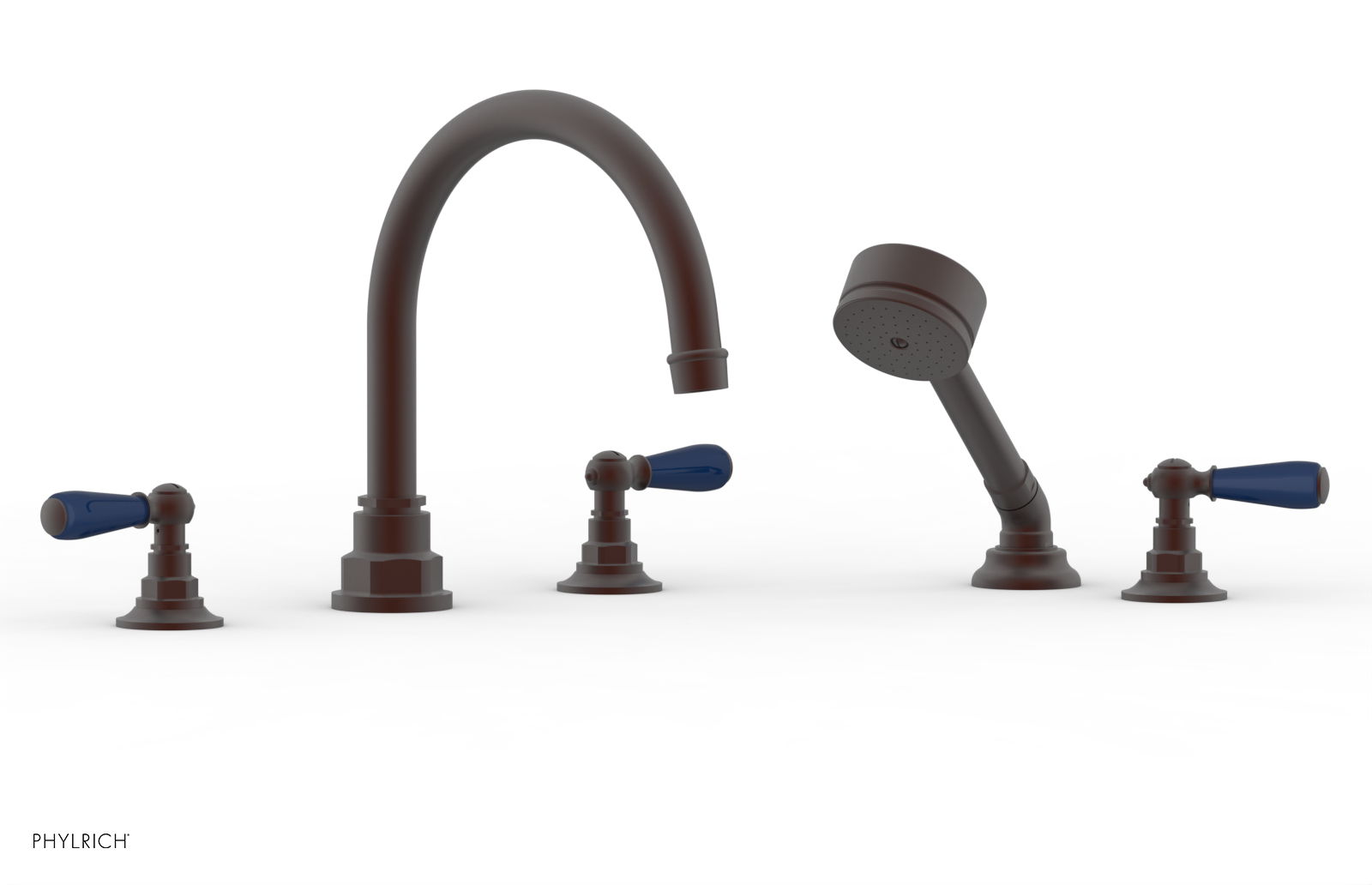 Phylrich Jamestown Deck Tub Set with Hand Shower and Lever Handles