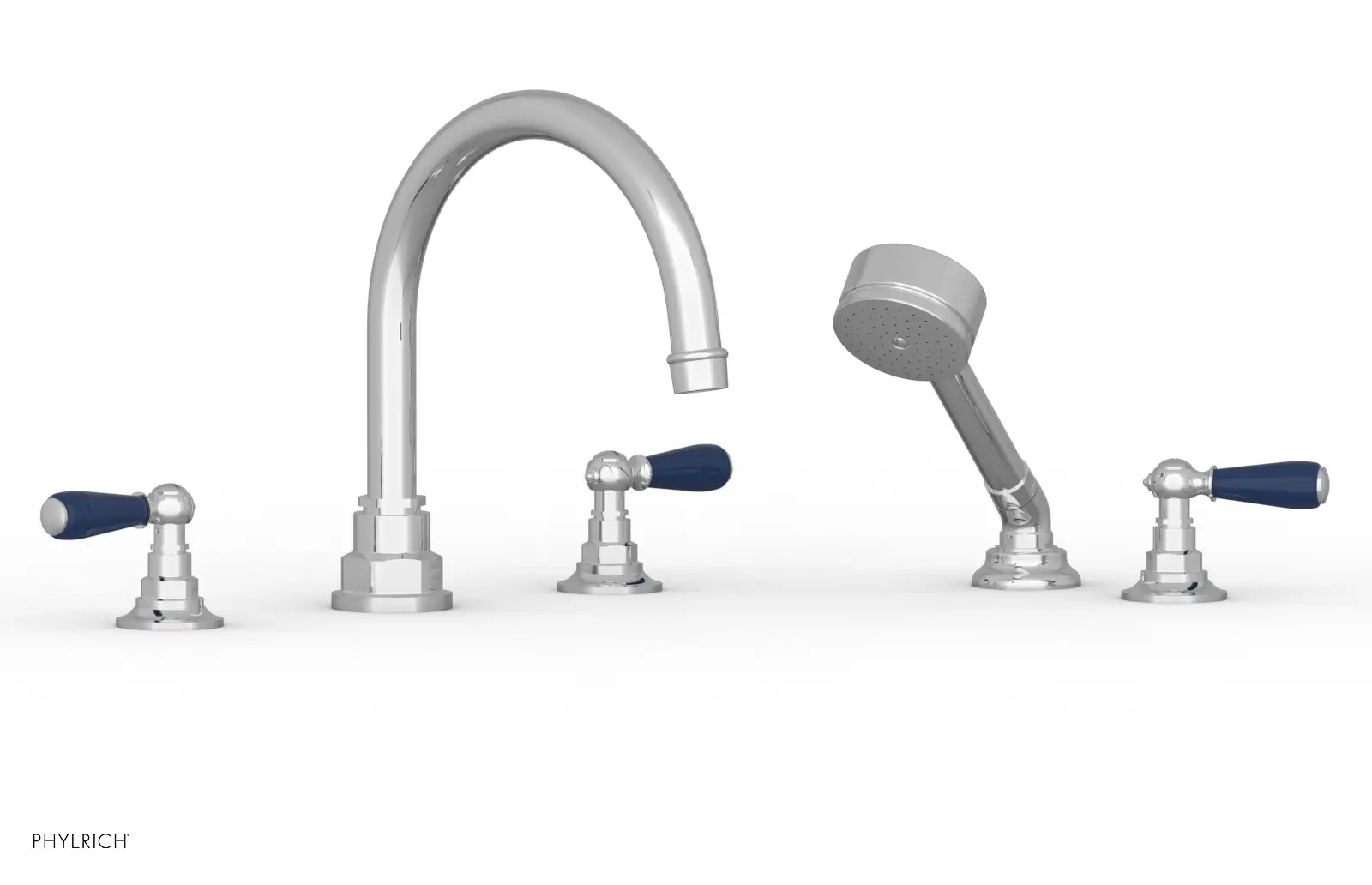 Phylrich Jamestown Deck Tub Set with Hand Shower and Lever Handles by Phylrich