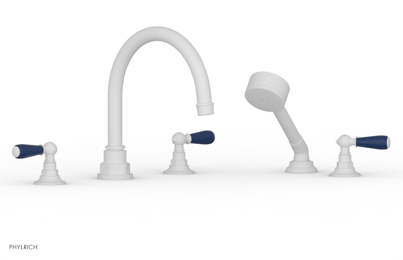 Phylrich Jamestown Deck Tub Set with Hand Shower and Lever Handles