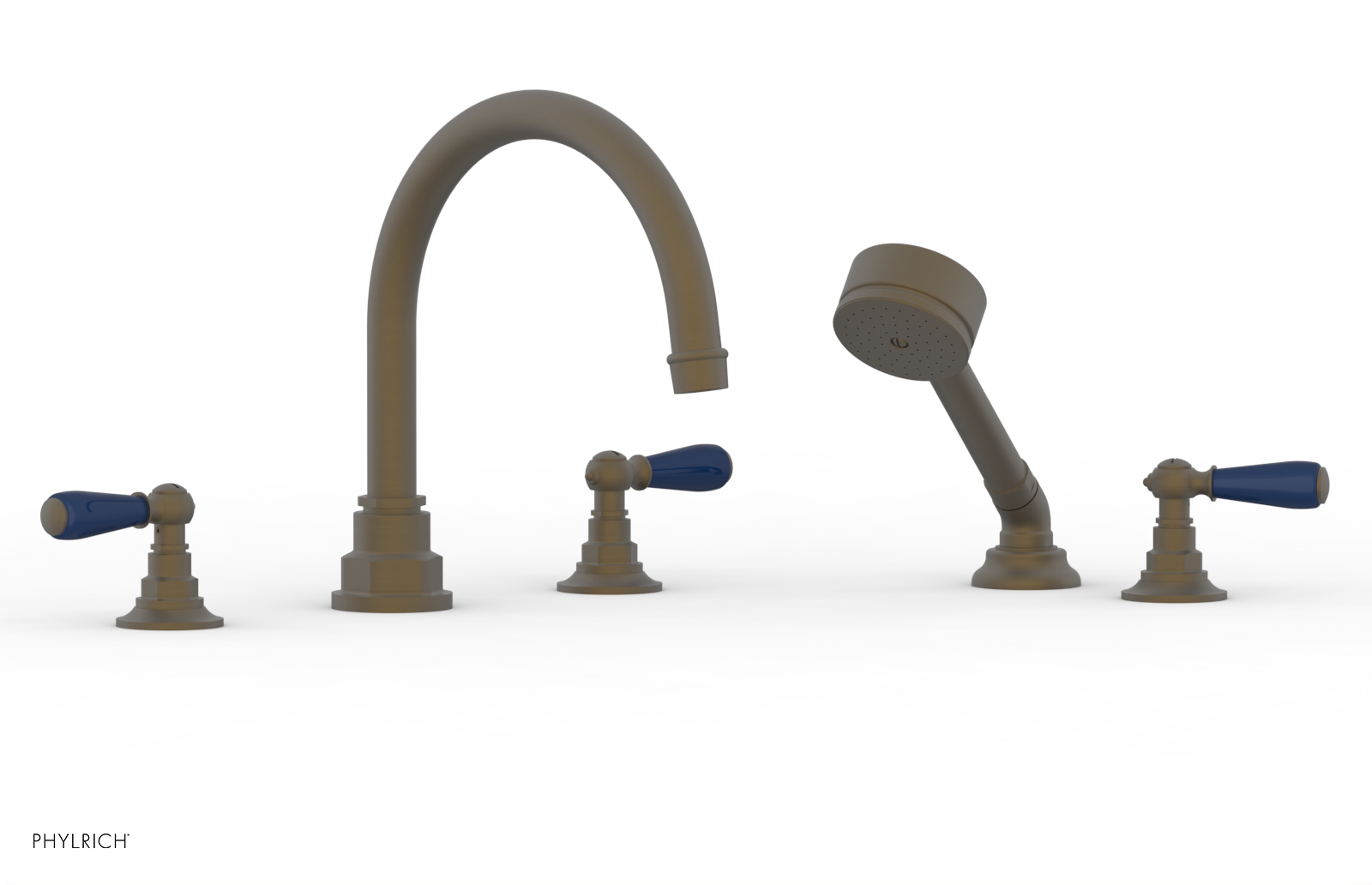 Phylrich Jamestown Deck Tub Set with Hand Shower and Lever Handles