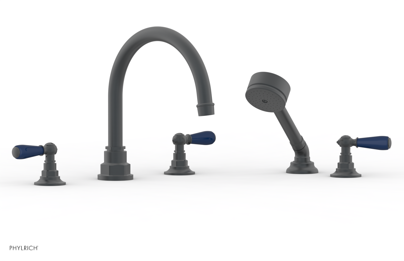 Phylrich Jamestown Deck Tub Set with Hand Shower and Lever Handles